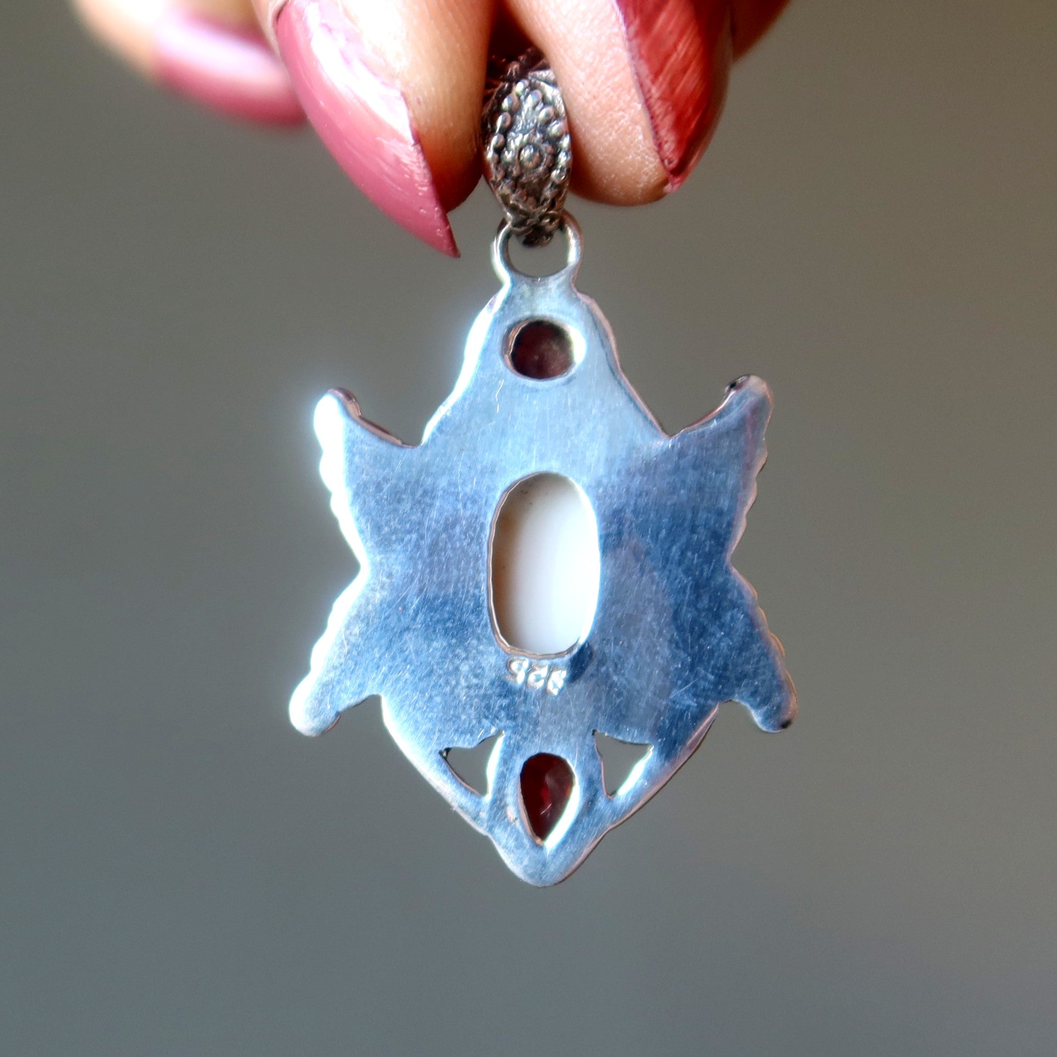 Pendentif Agate Dendritique Envole-toi plus haut Grenat Argent Sterling