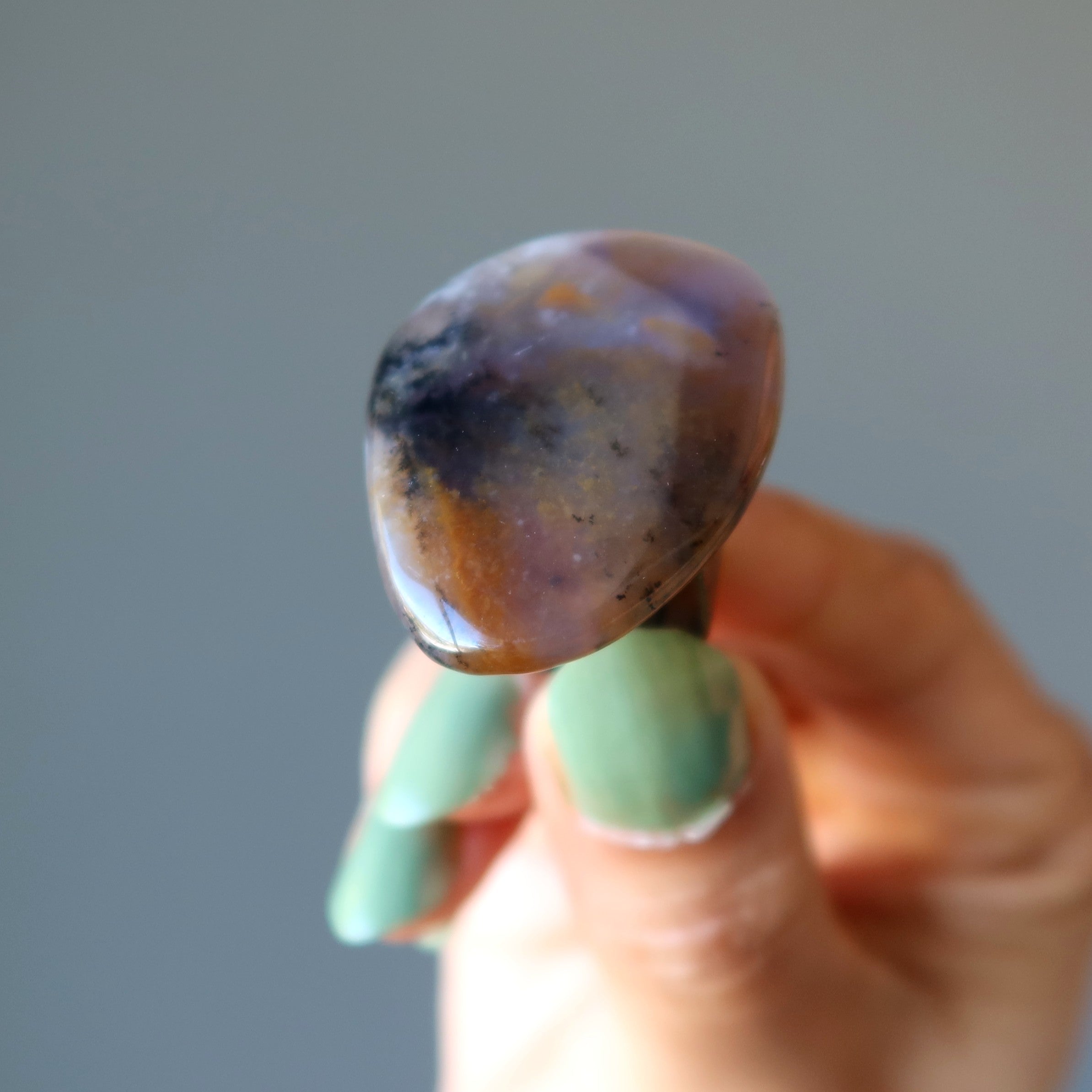Dendritic Agate Ring Sea Antiqued Bronze Adjustable