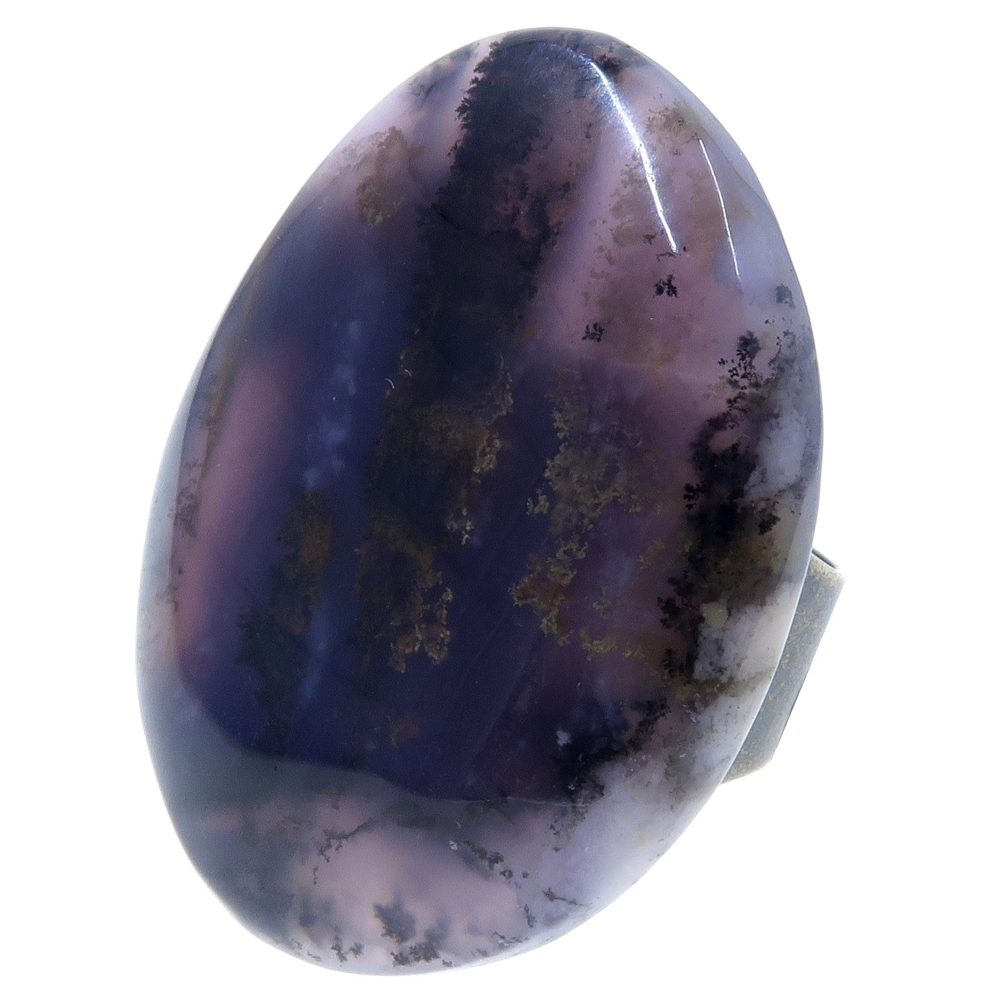 Dendritic Agate Ring Deep Purple Bronze Adjustable
