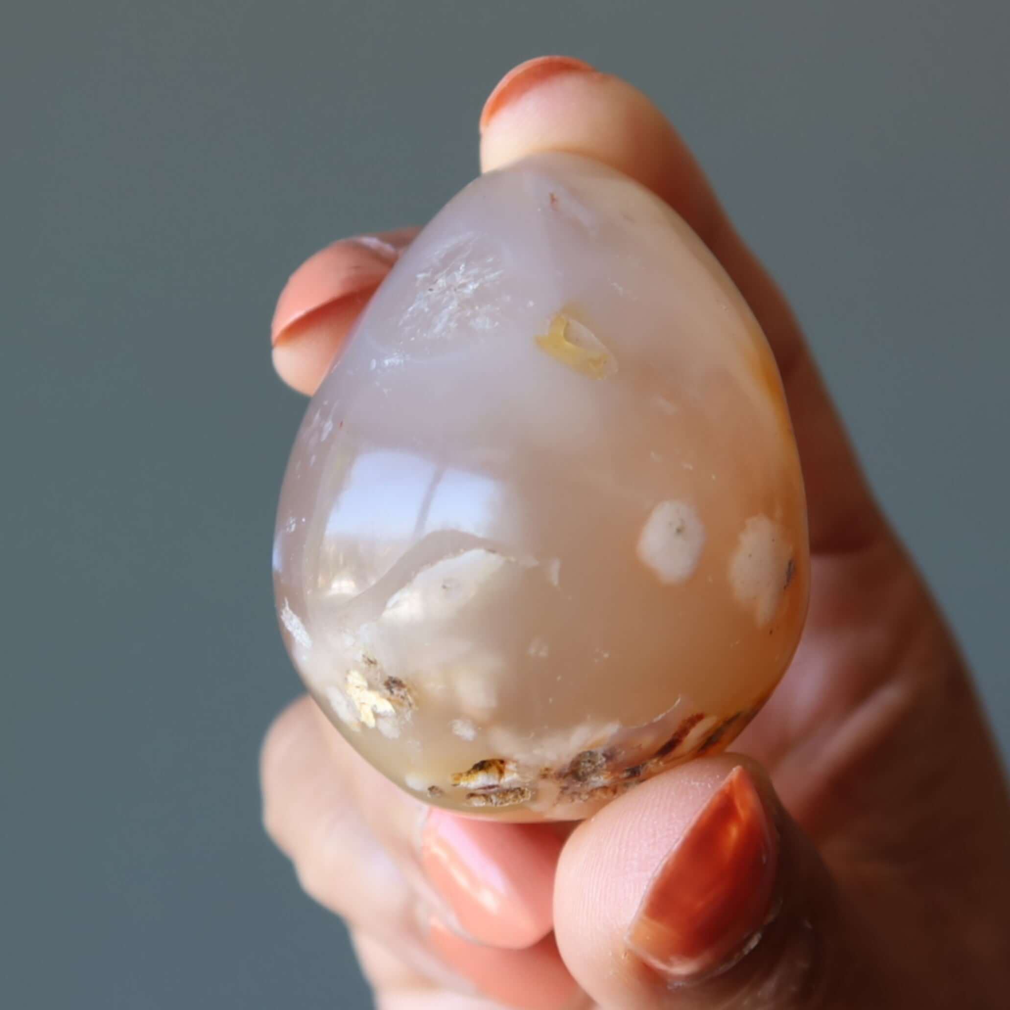 Flower Agate Egg Chalcedony Birds 'n Bees Spring Love Crystal