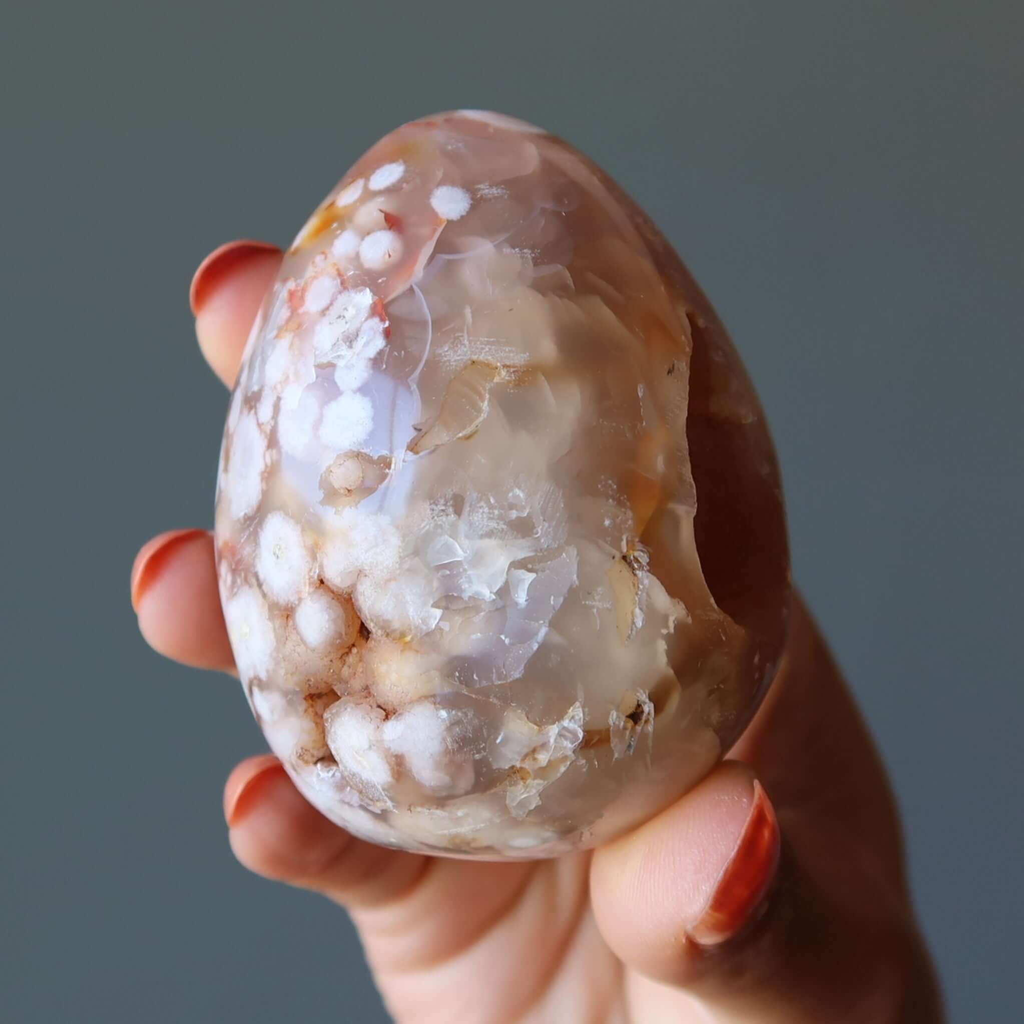 Flower Agate Egg Chalcedony Birds 'n Bees Spring Love Crystal