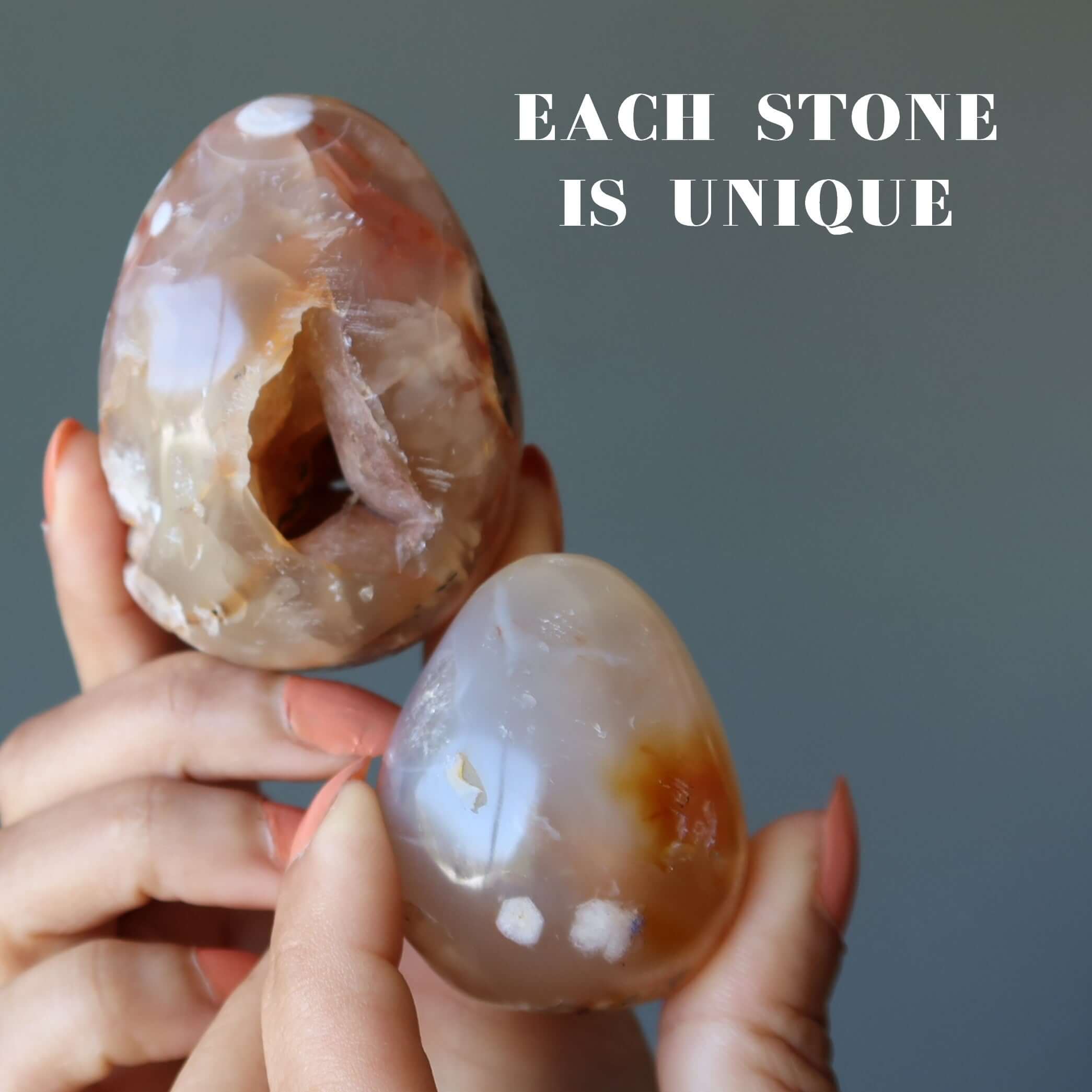 Flower Agate Egg Chalcedony Birds 'n Bees Spring Love Crystal