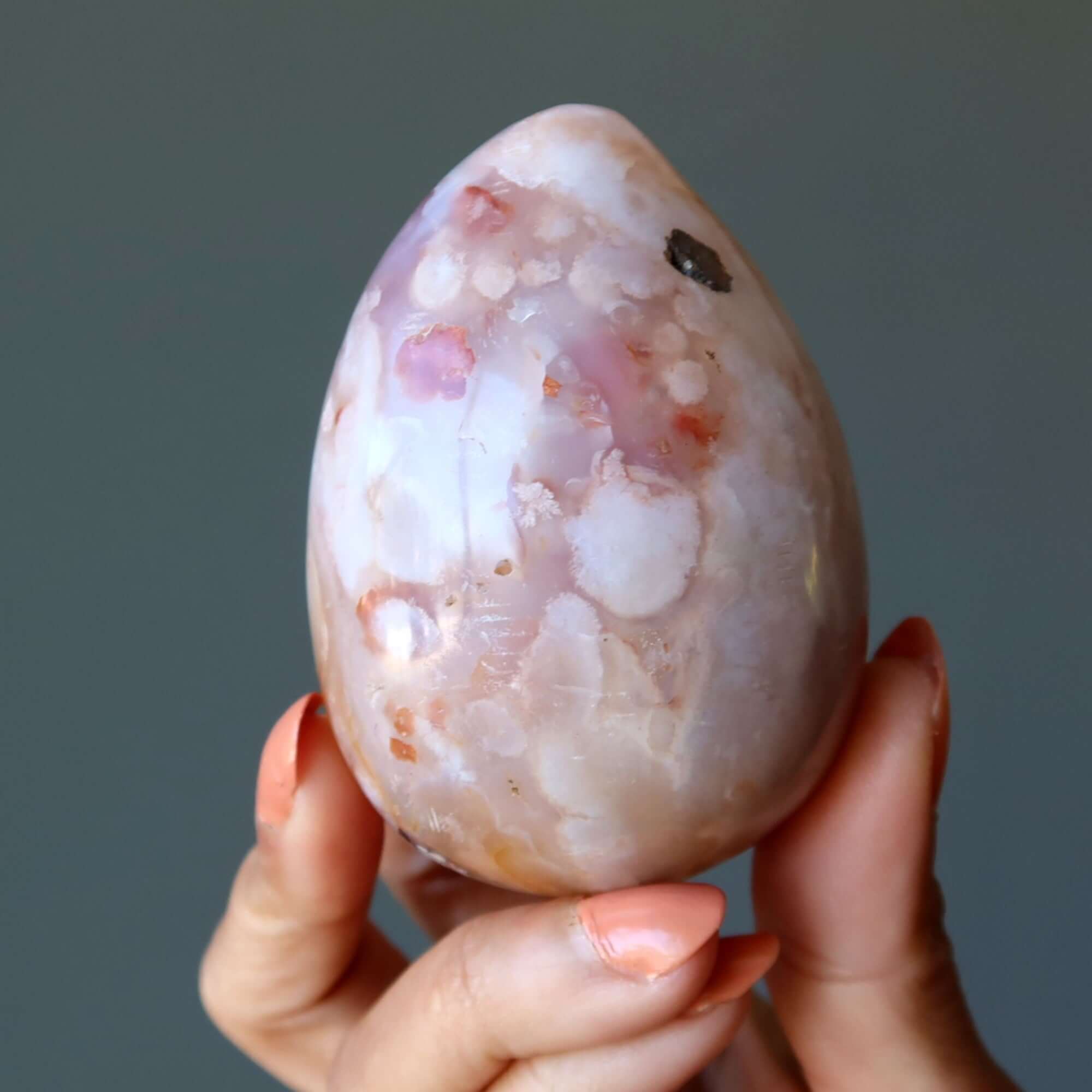 Flower Agate Egg Chalcedony Birds 'n Bees Spring Love Crystal