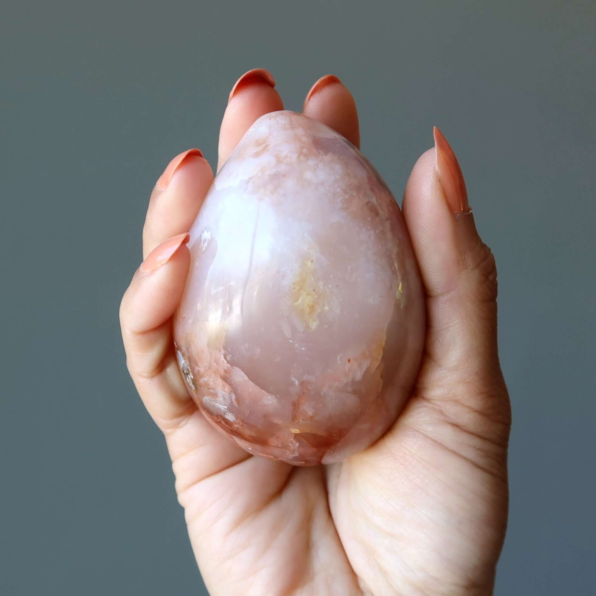 Flower Agate Egg Chalcedony Birds 'n Bees Spring Love Crystal