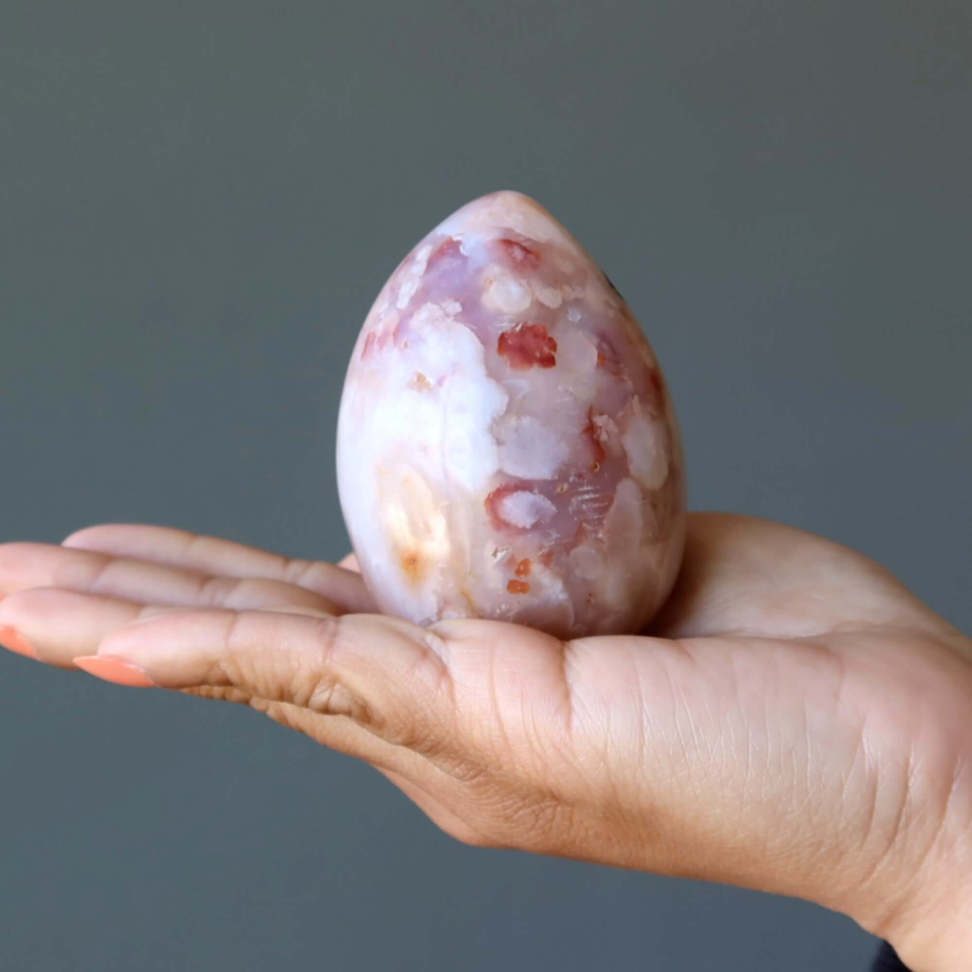 Flower Agate Egg Chalcedony Birds 'n Bees Spring Love Crystal