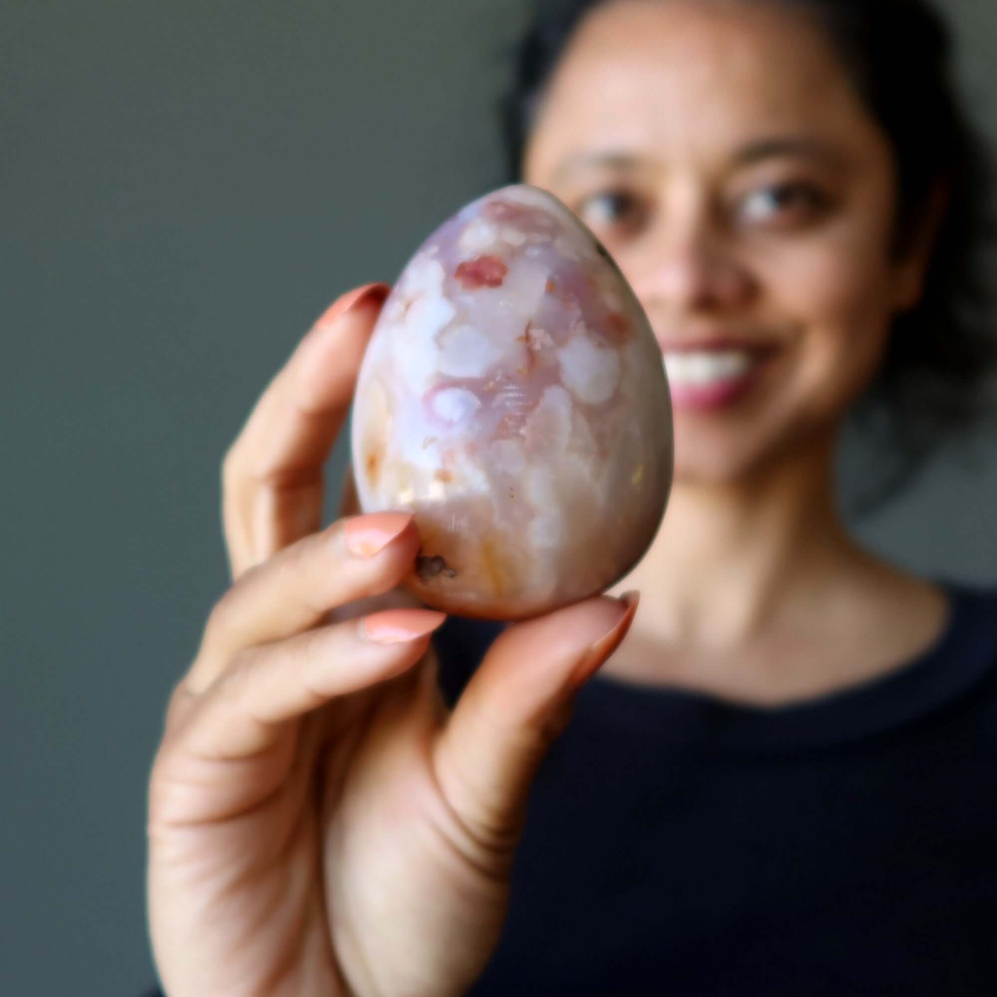 Flower Agate Egg Chalcedony Birds 'n Bees Spring Love Crystal