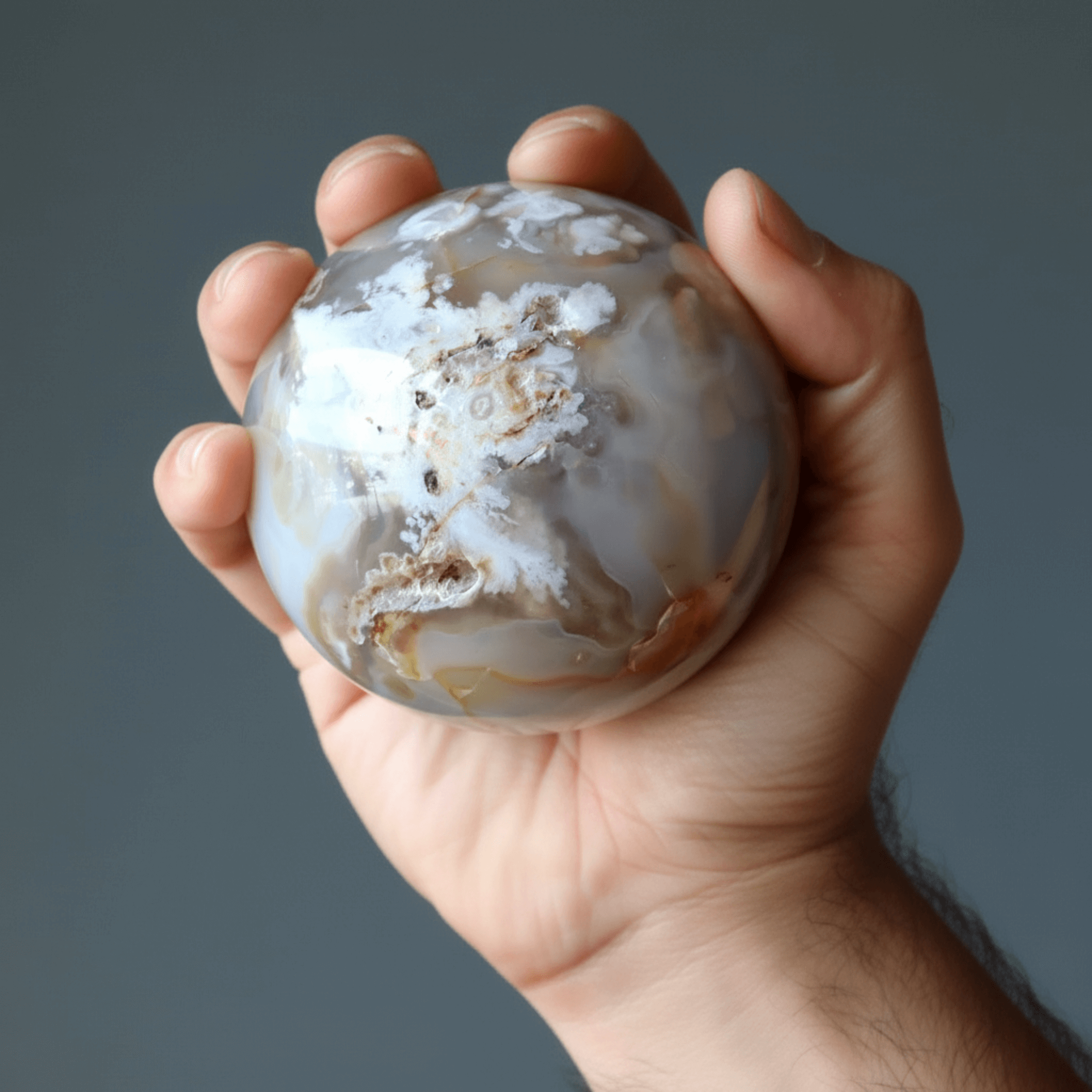 Sphère en Agate Fleurie Mes Objets Préférés Boule de Cristal Fleurie
