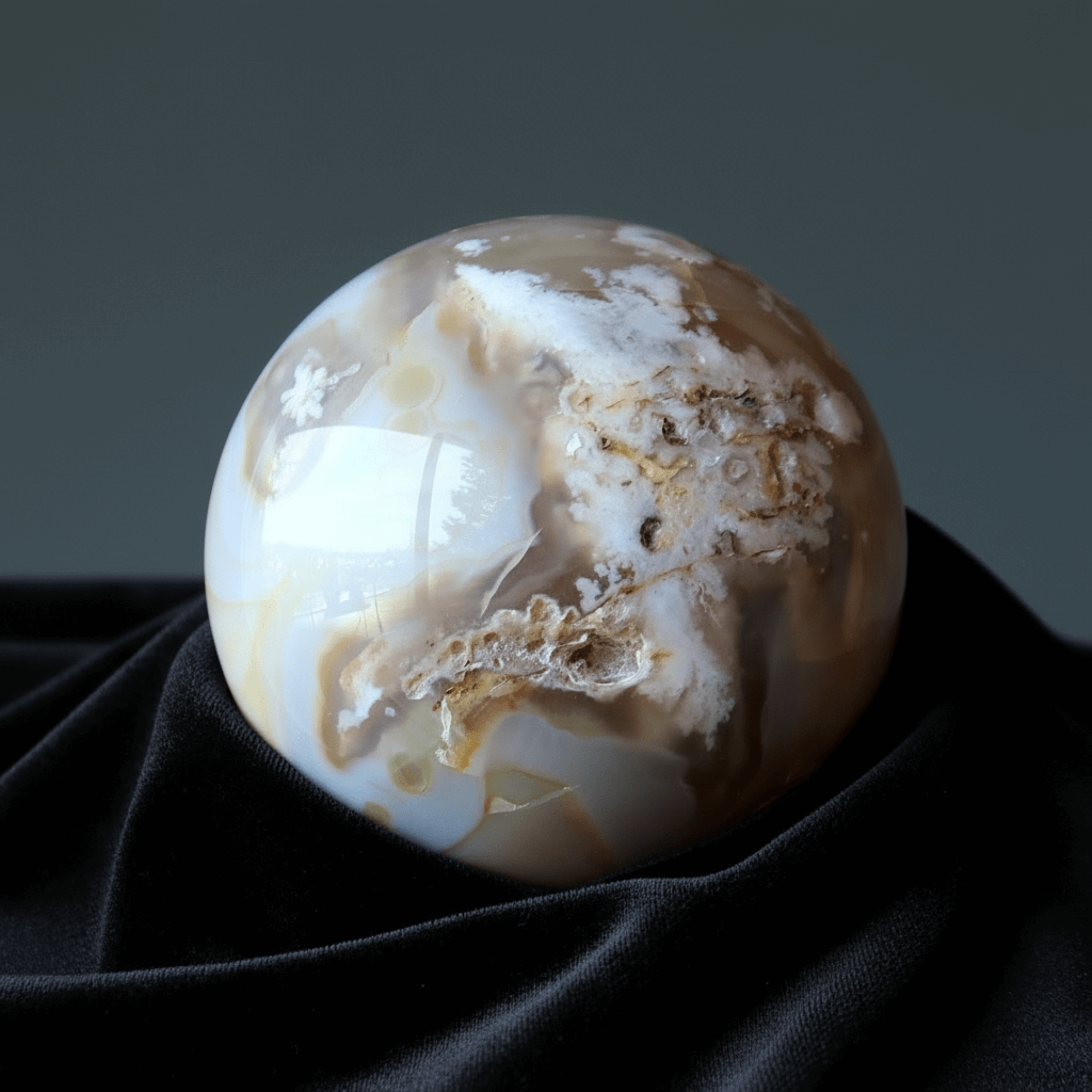Sphère en Agate Fleurie Mes Objets Préférés Boule de Cristal Fleurie