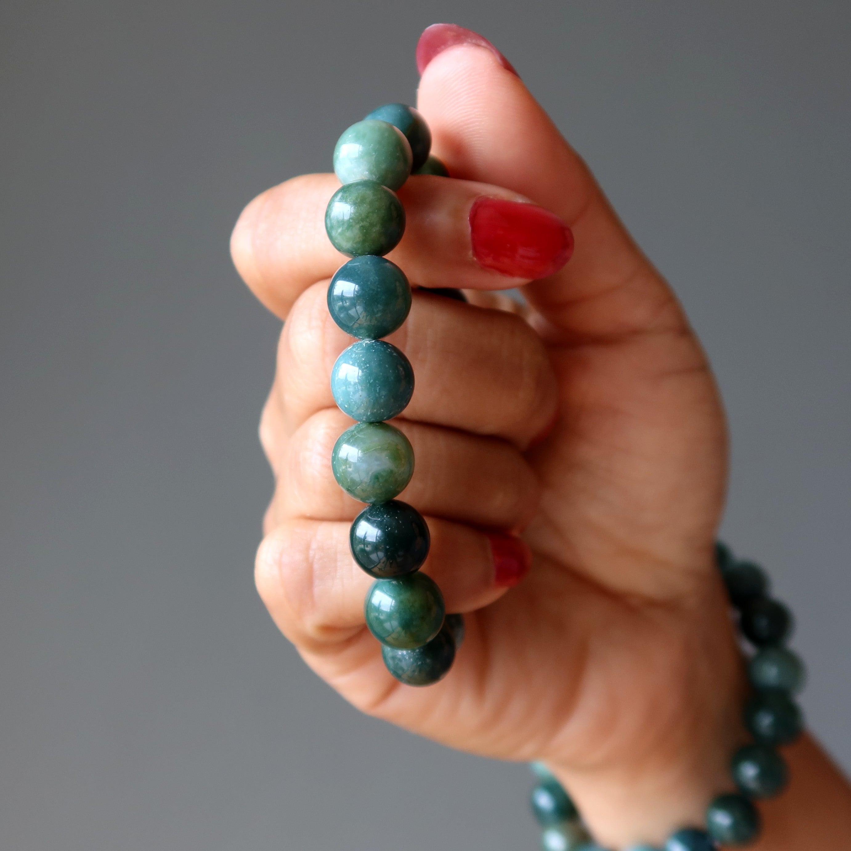Green Agate Bracelet Natural Grounding Stone Lover of Life