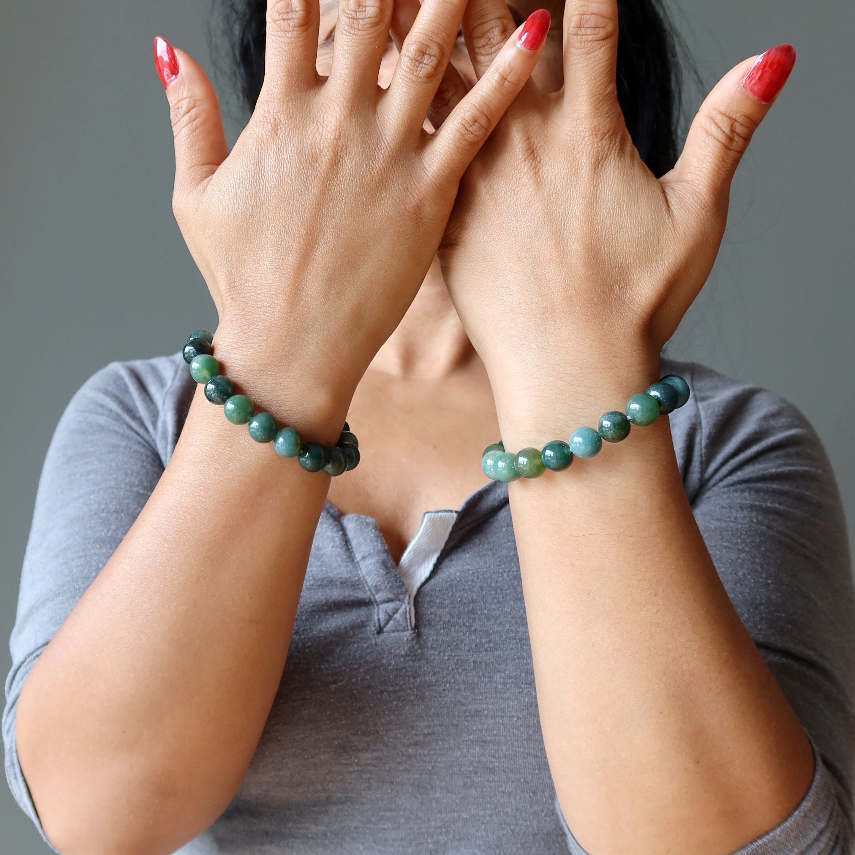 Green Agate Bracelet Natural Grounding Stone Lover of Life