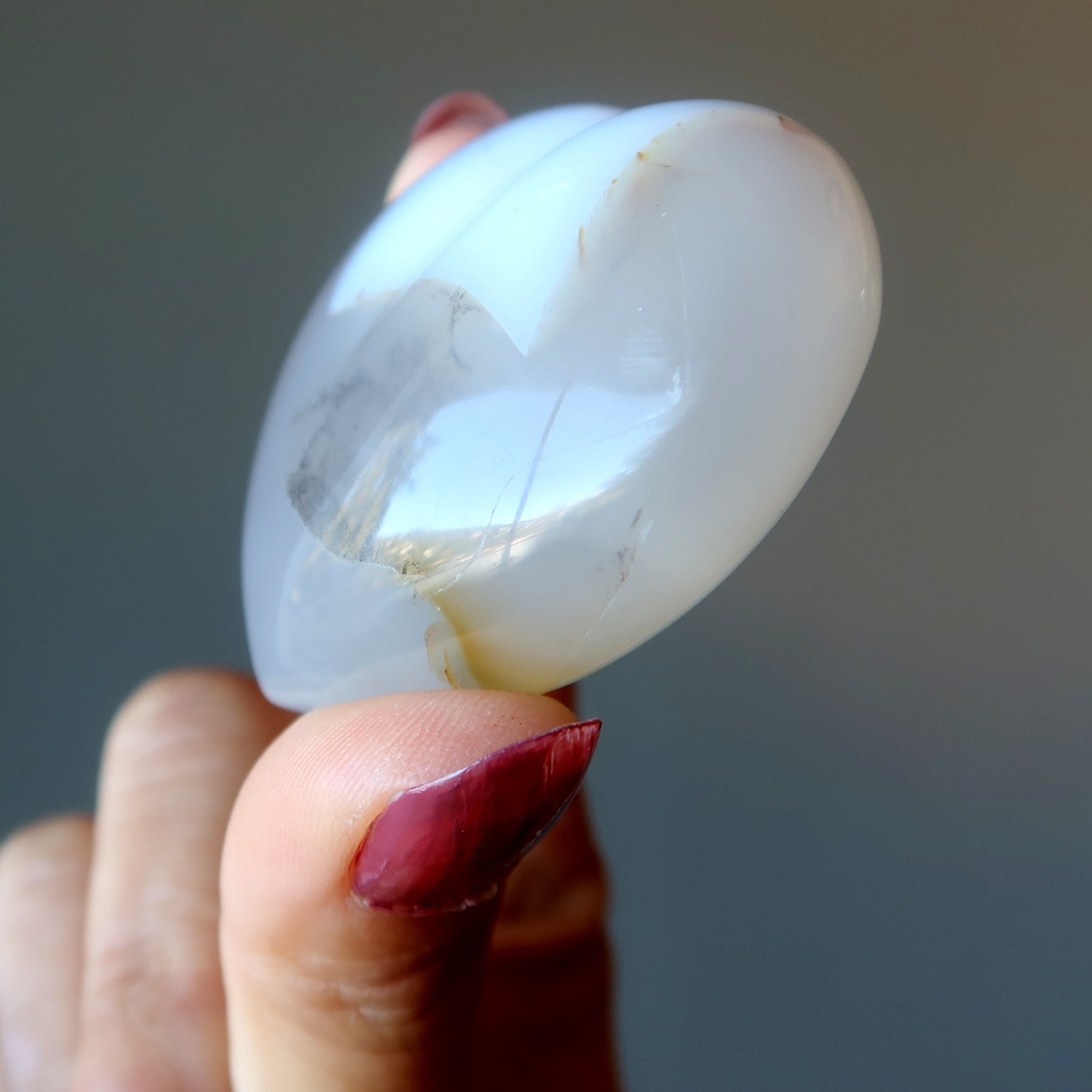Agate Heart White Love is Glossy Gemstone