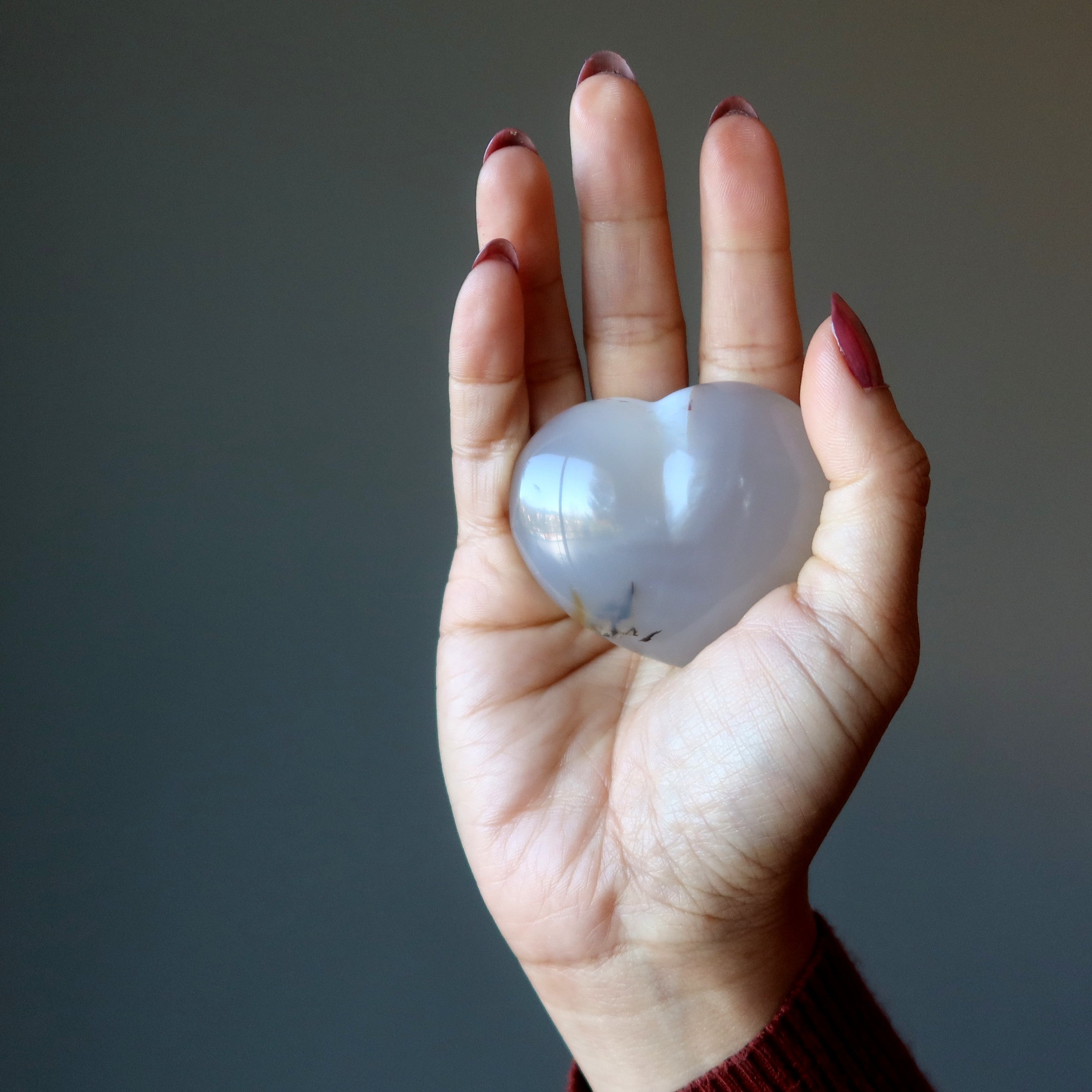 Agate Heart White Love is Glossy Gemstone