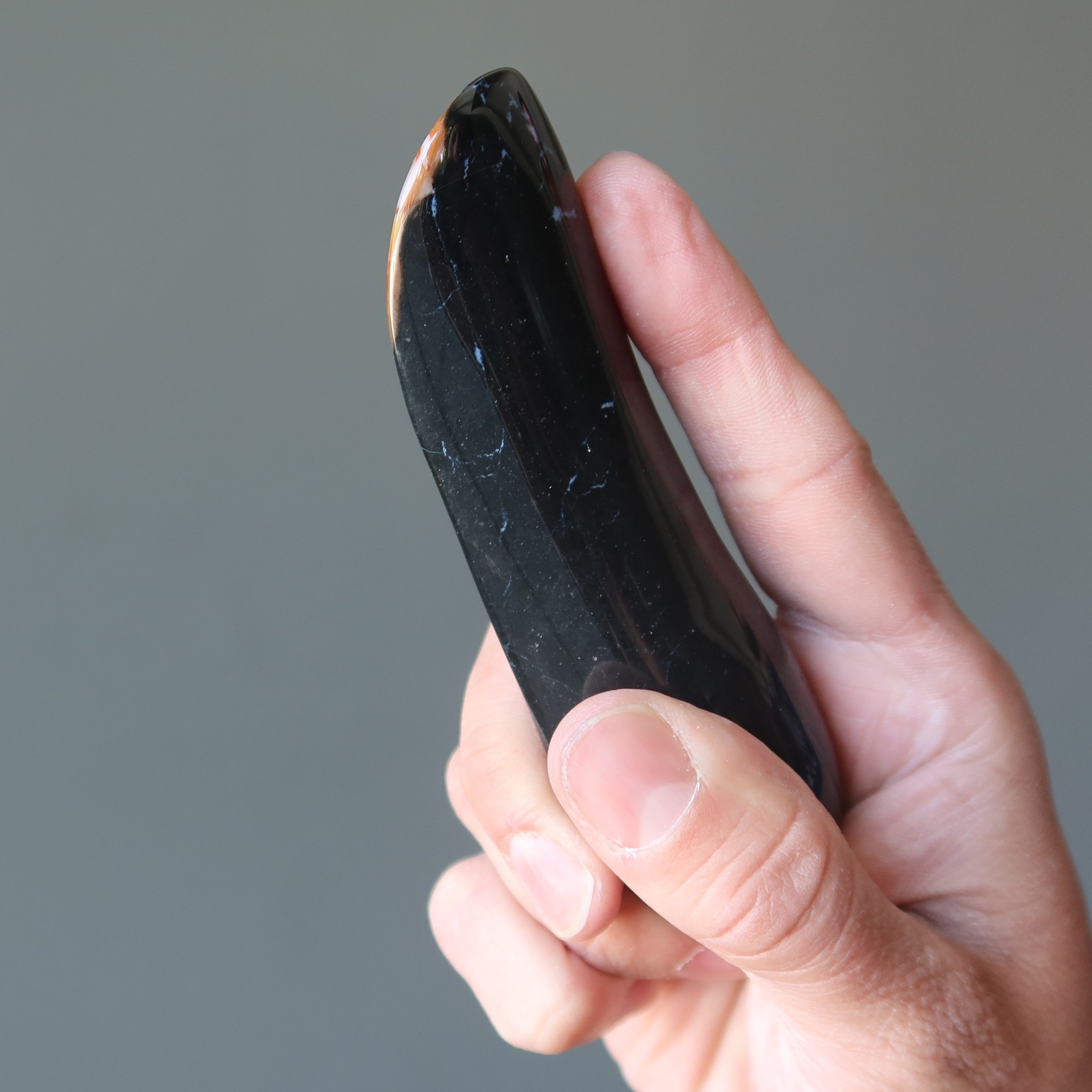Black Agate Massage Stone Protective Handheld Healing Crystal