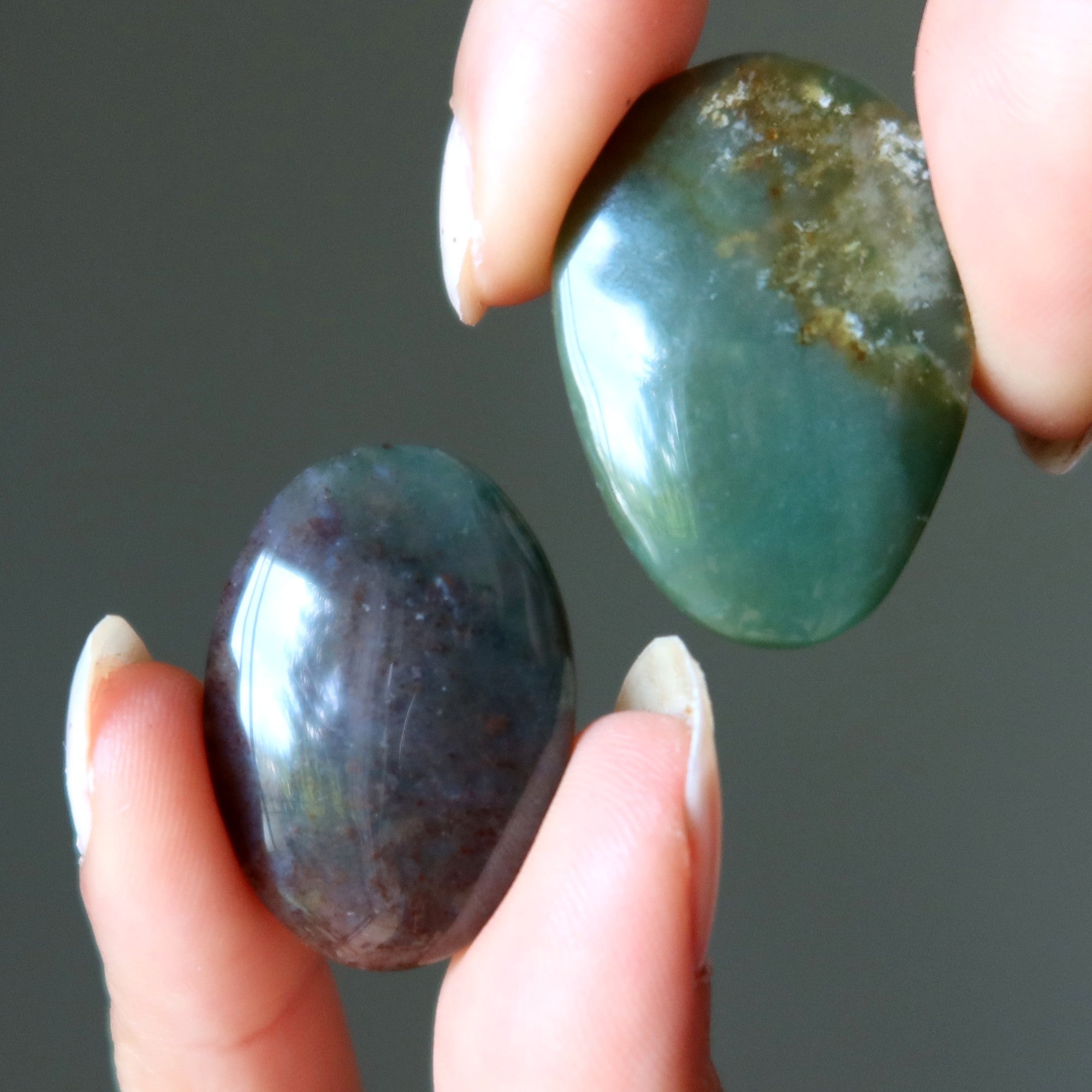 Moss Agate Grid Crystal Bundle Mystic Forest Set of 7