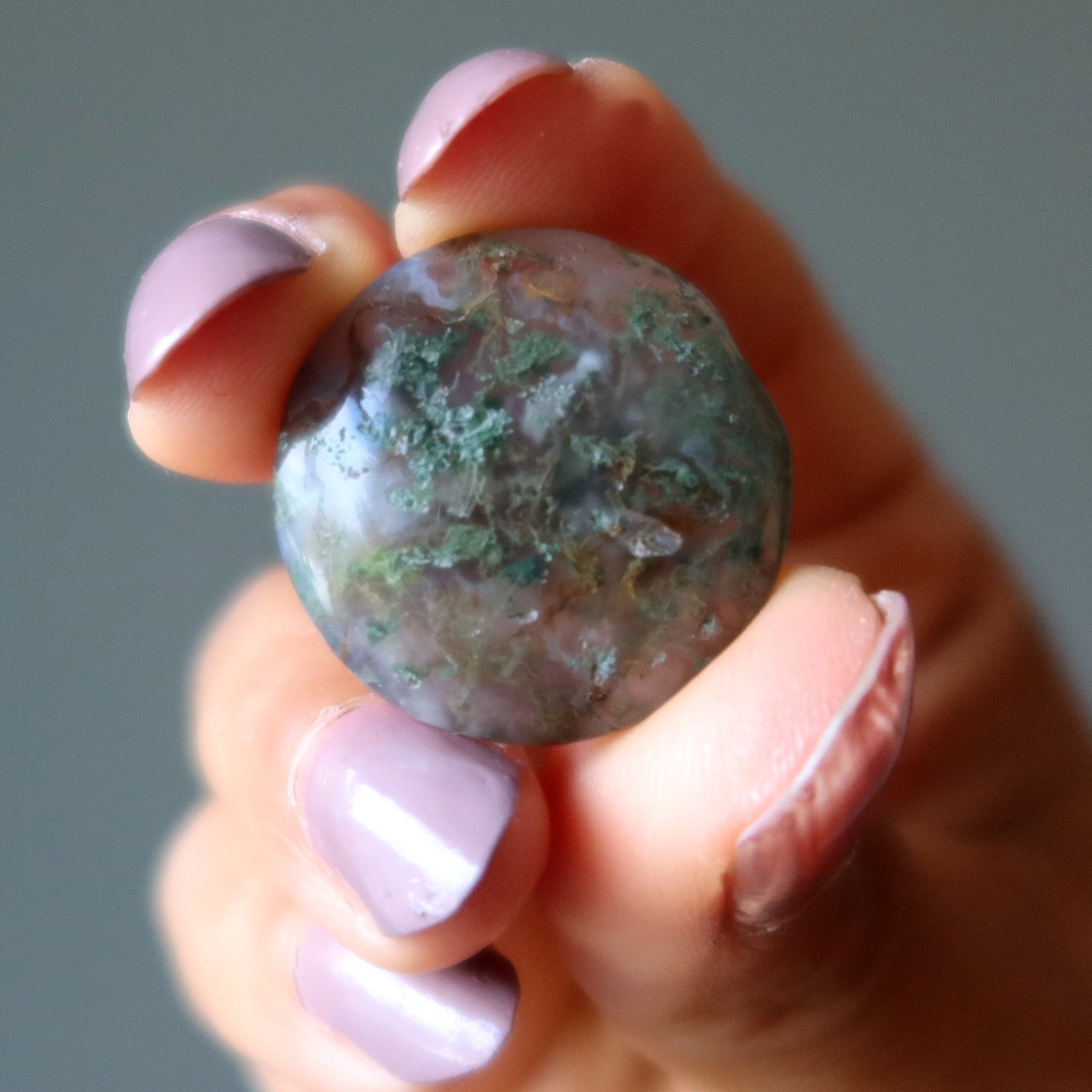 Moss Agate Grid Crystal Bundle Mystic Forest Set of 7