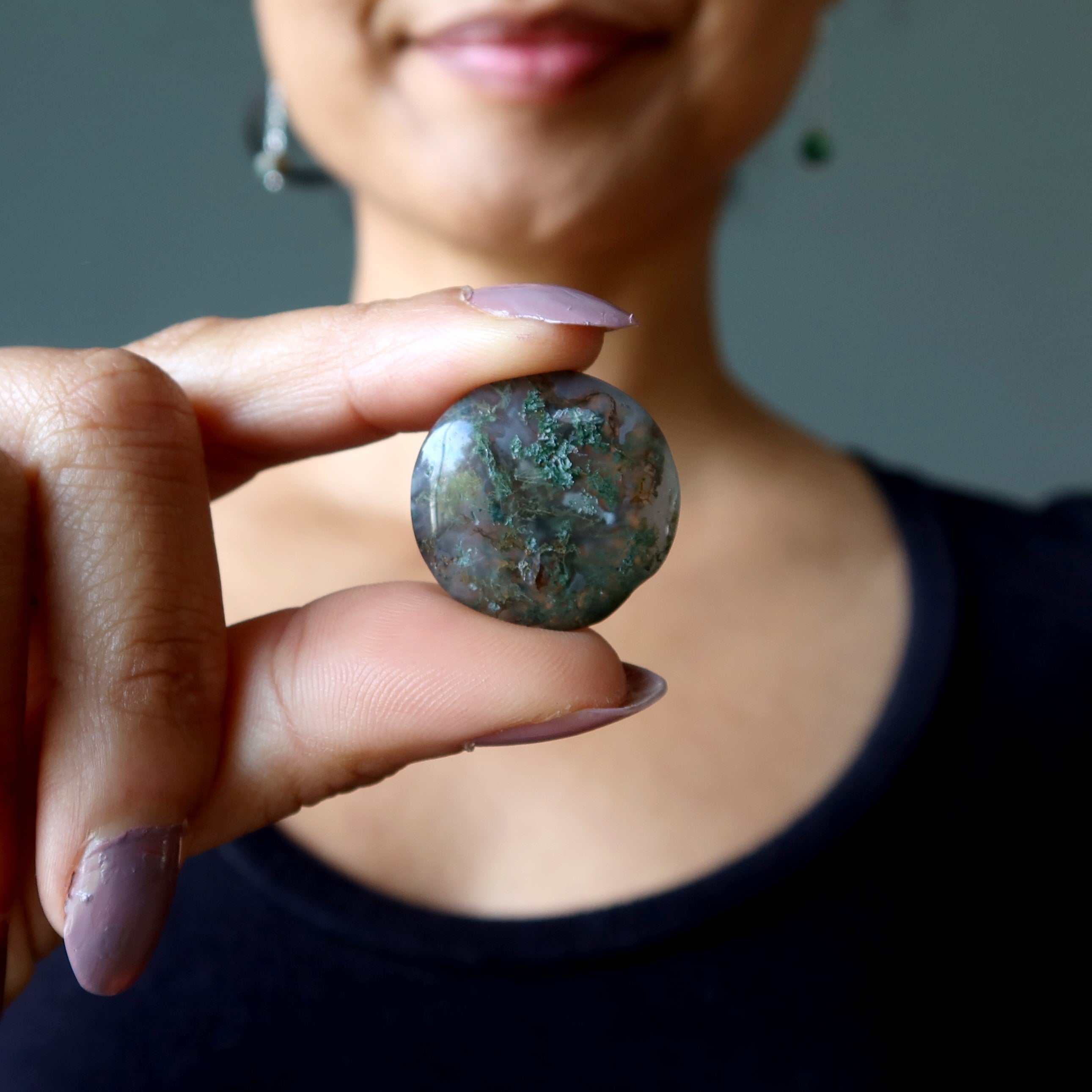 Moss Agate Grid Crystal Bundle Mystic Forest Set of 7
