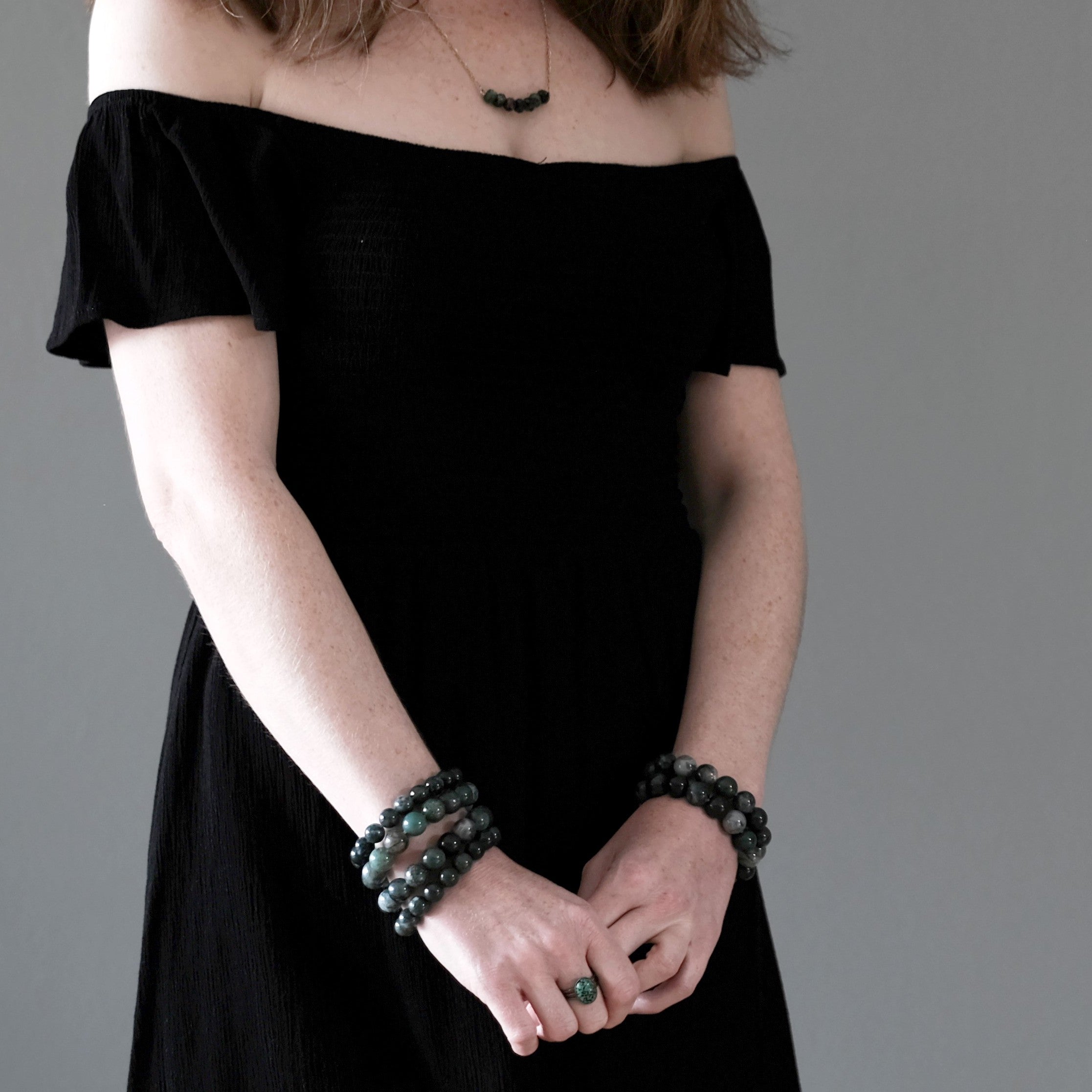 Moosachat-Armband „Alive and Thrive“ Kristall