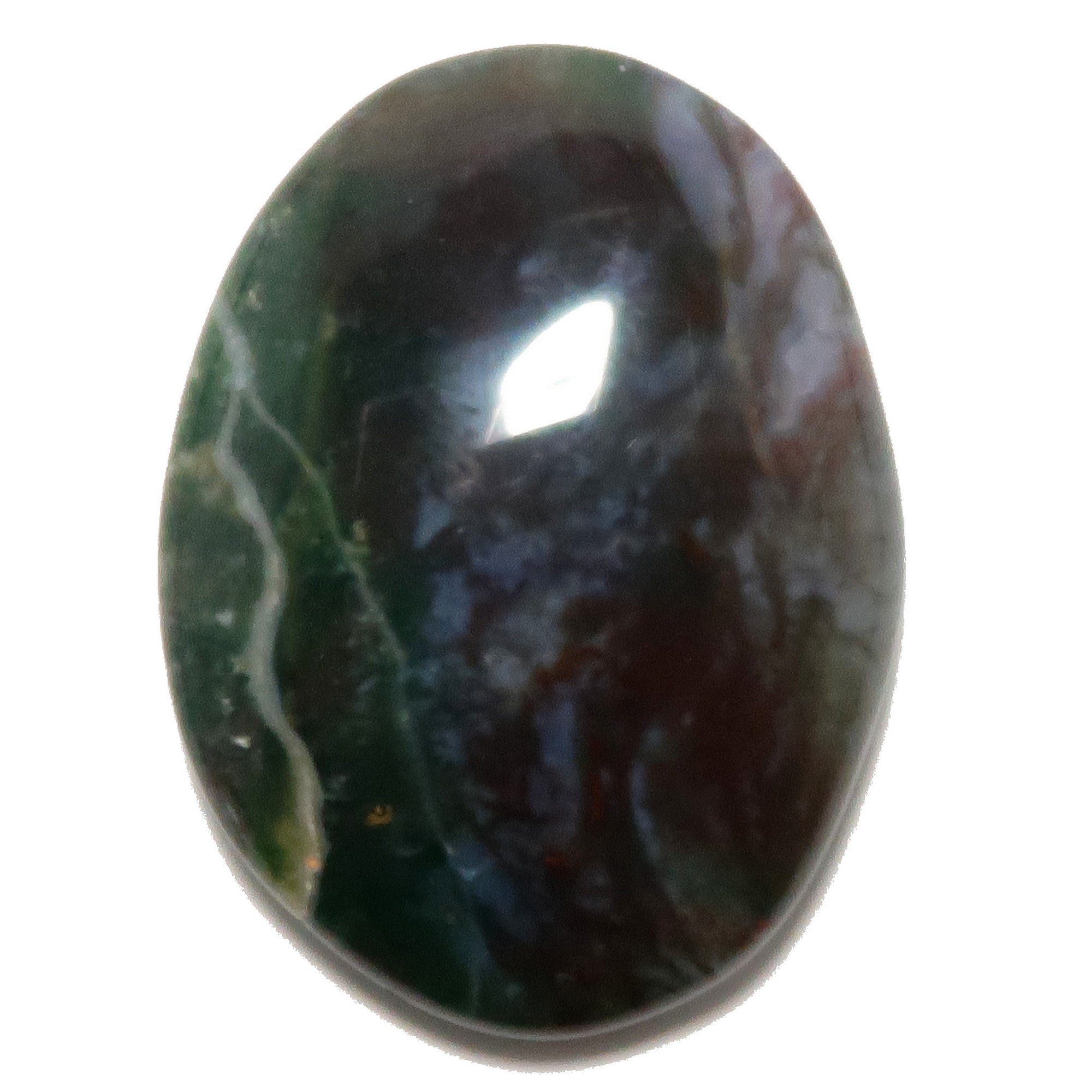 Moss Agate Grid Crystal Red Beauty Oval Gem
