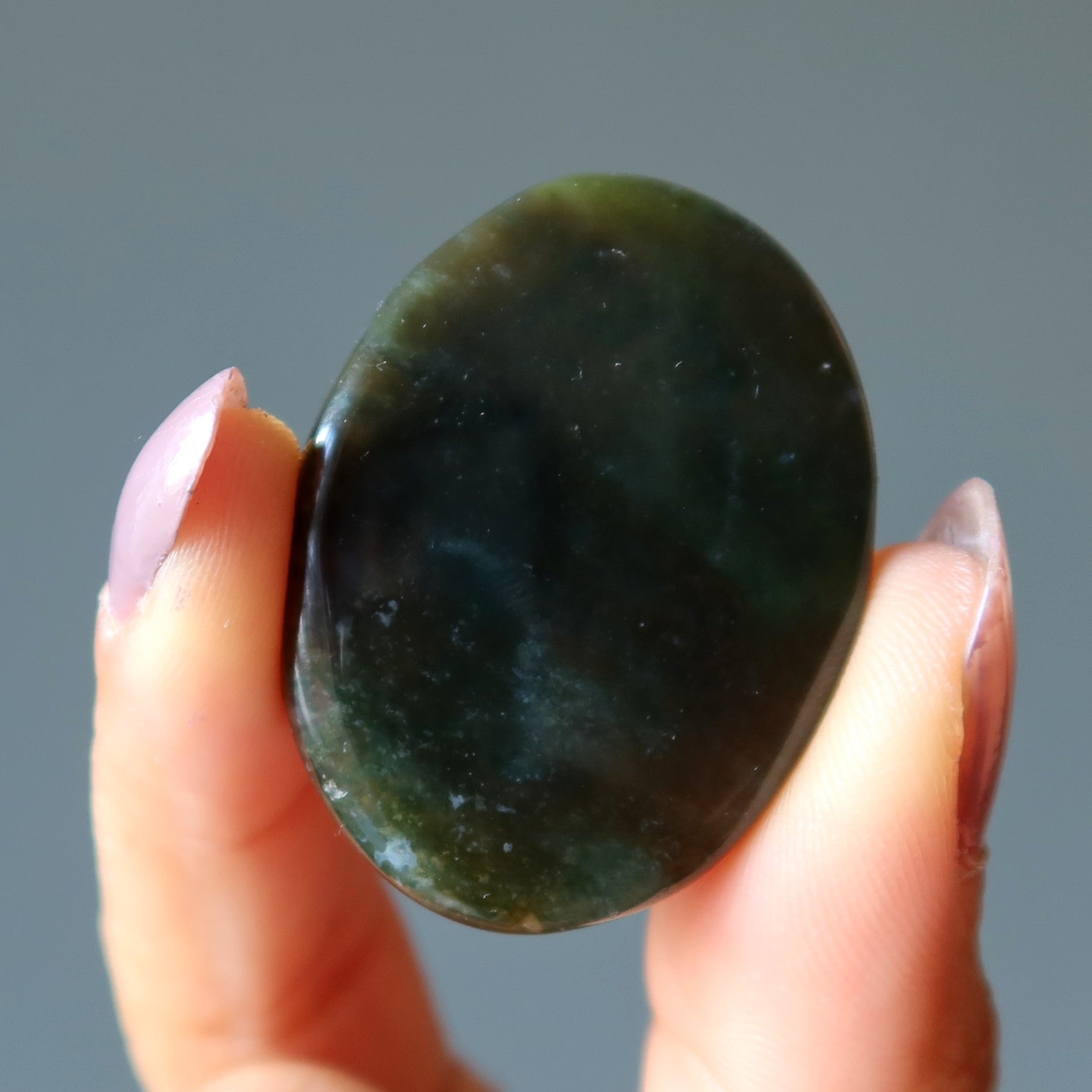 Moss Agate Grid Crystal Red Beauty Oval Gem