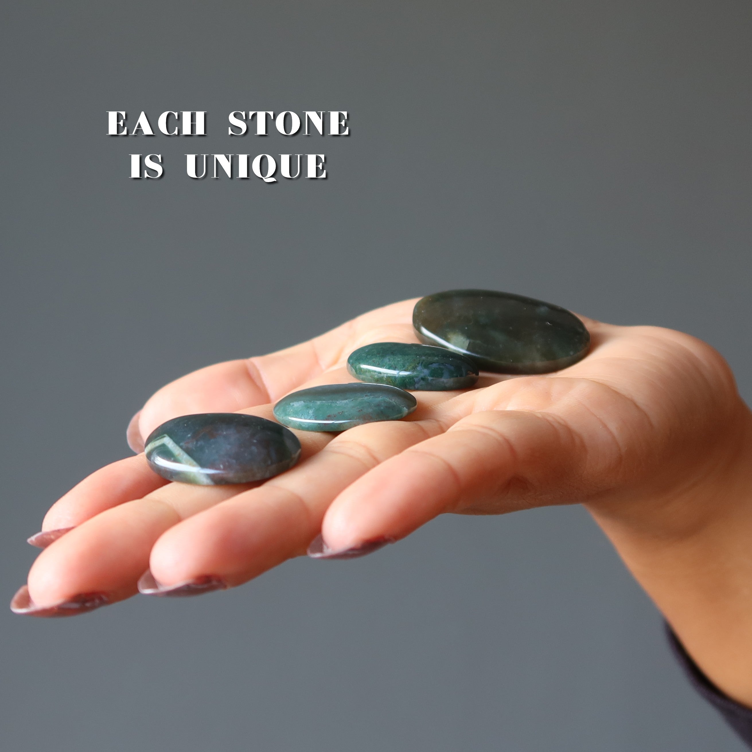 Moss Agate Grid Crystal Red Beauty Oval Gem