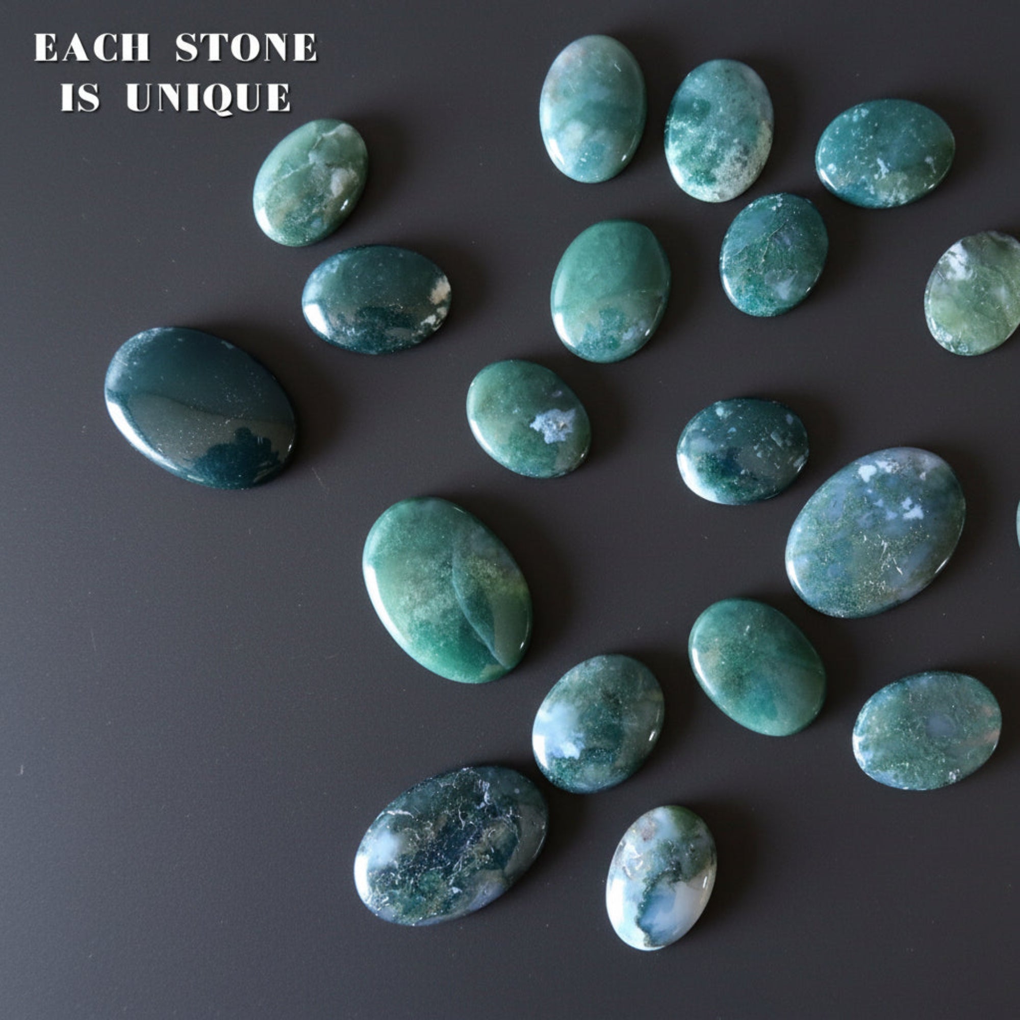 Moss Agate Grid Crystal Layout Wellness Stone