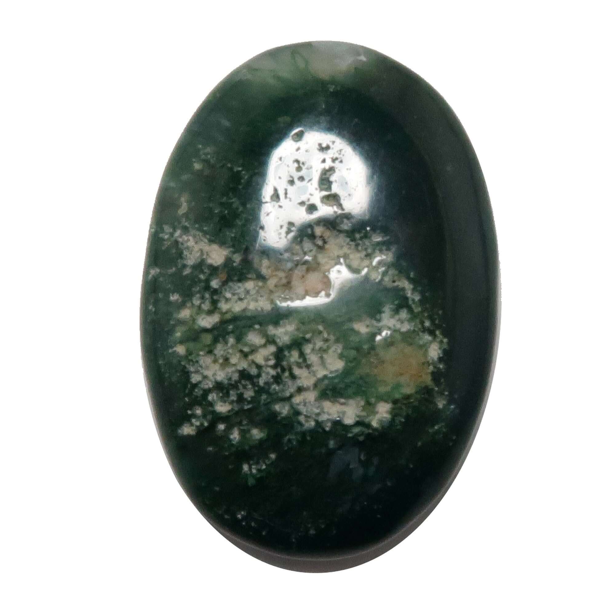 Moss Agate Grid Crystal Oval Wounded Warrior
