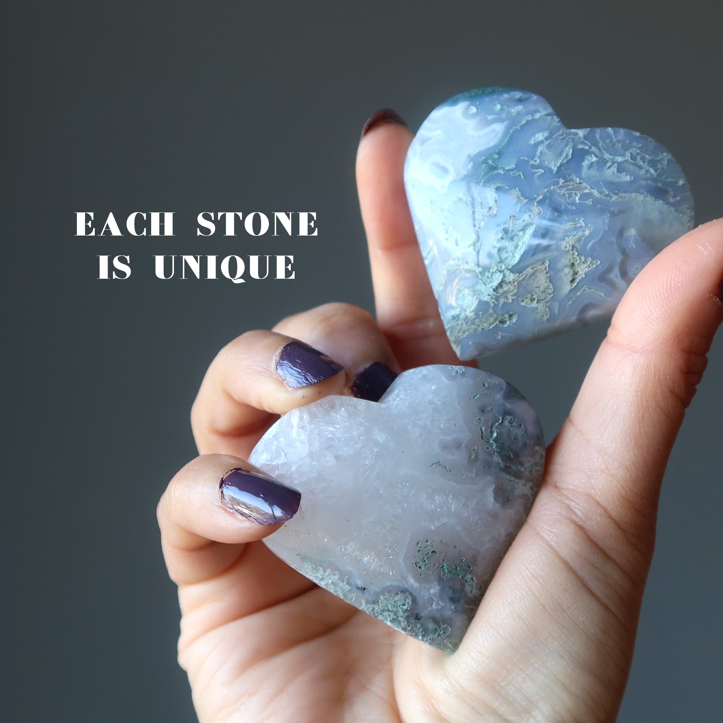 Moss Agate Heart White Snowy Forest Love Crystal
