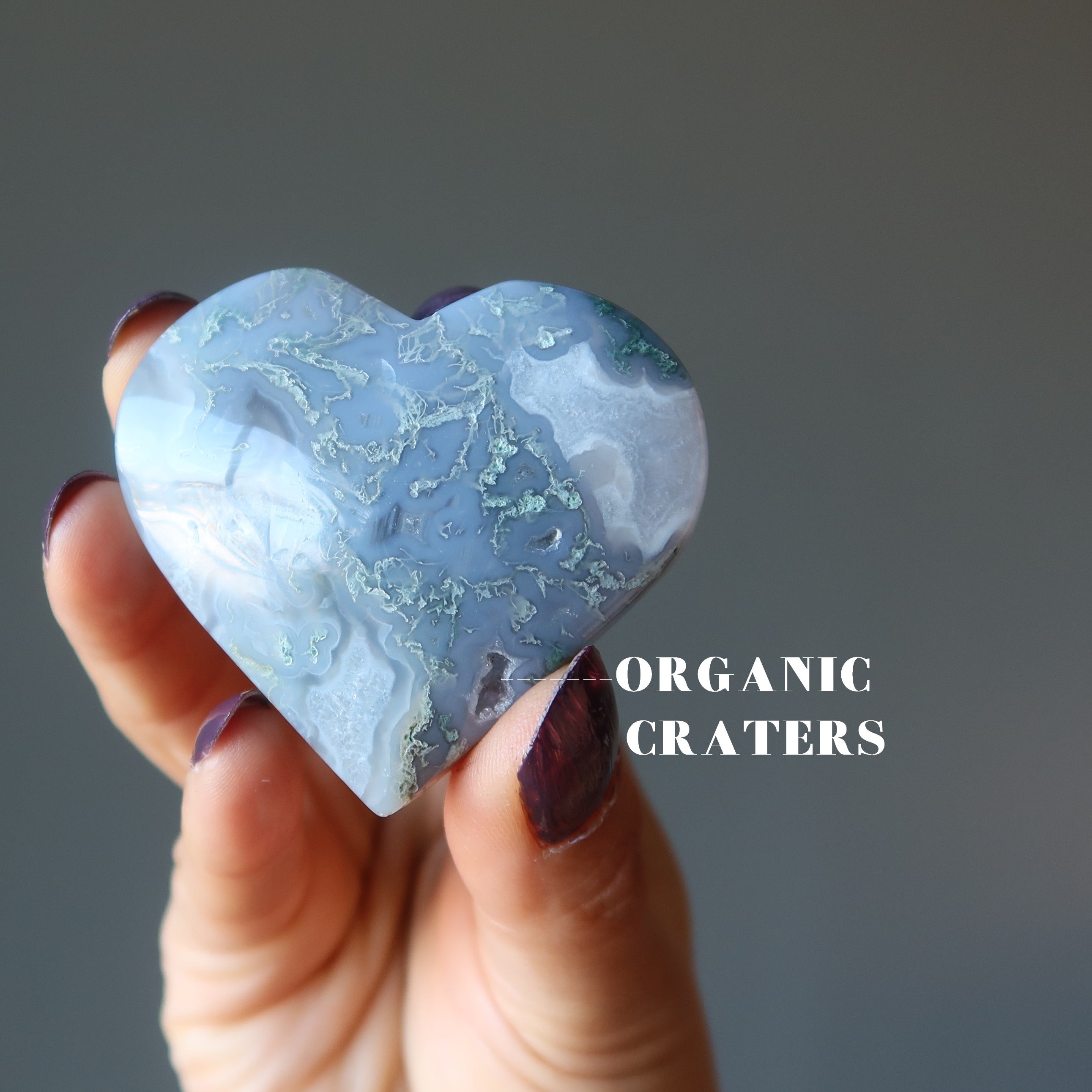 Moss Agate Heart White Snowy Forest Love Crystal