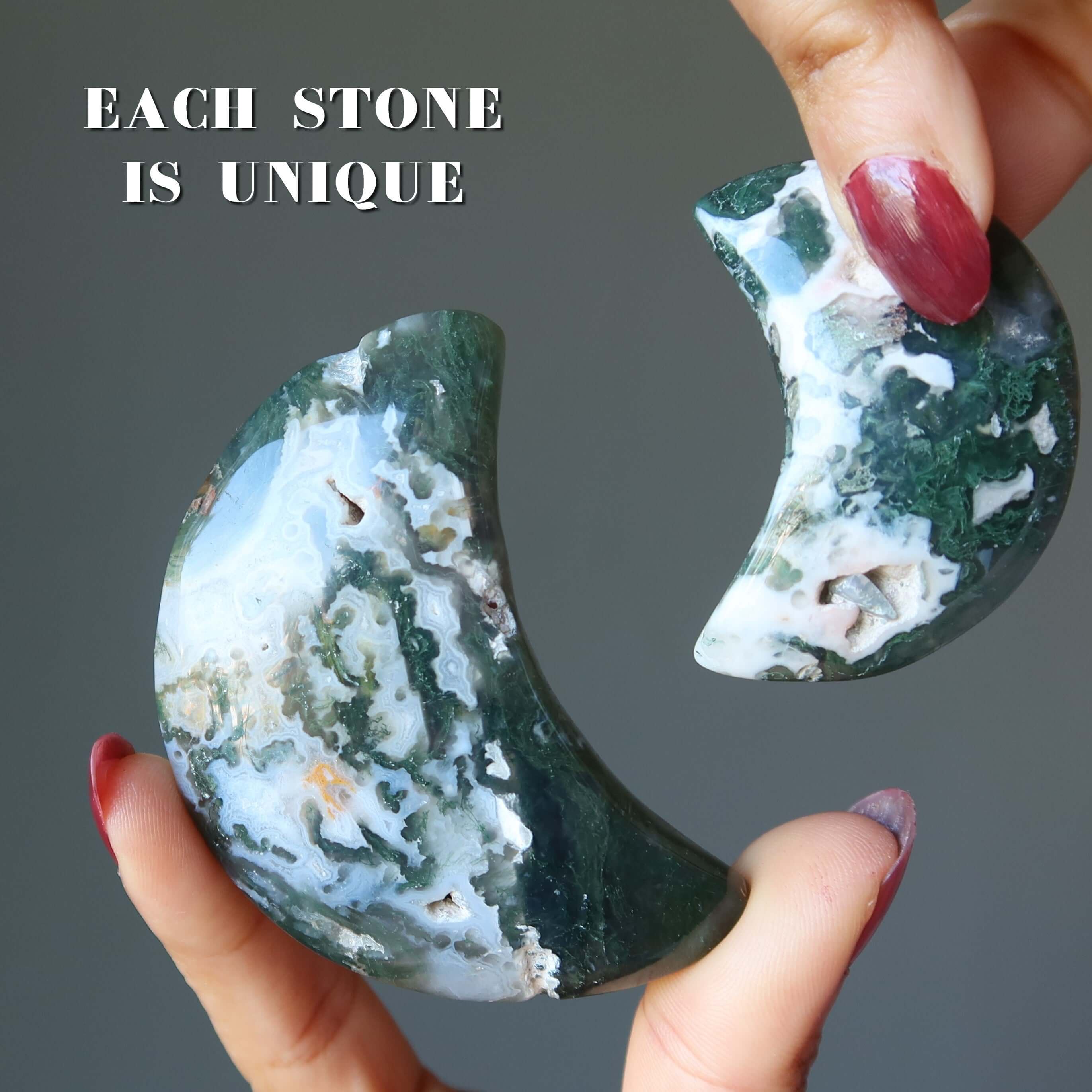 Moss Agate Grid Crystal Green Moon Spirit Rising Stone