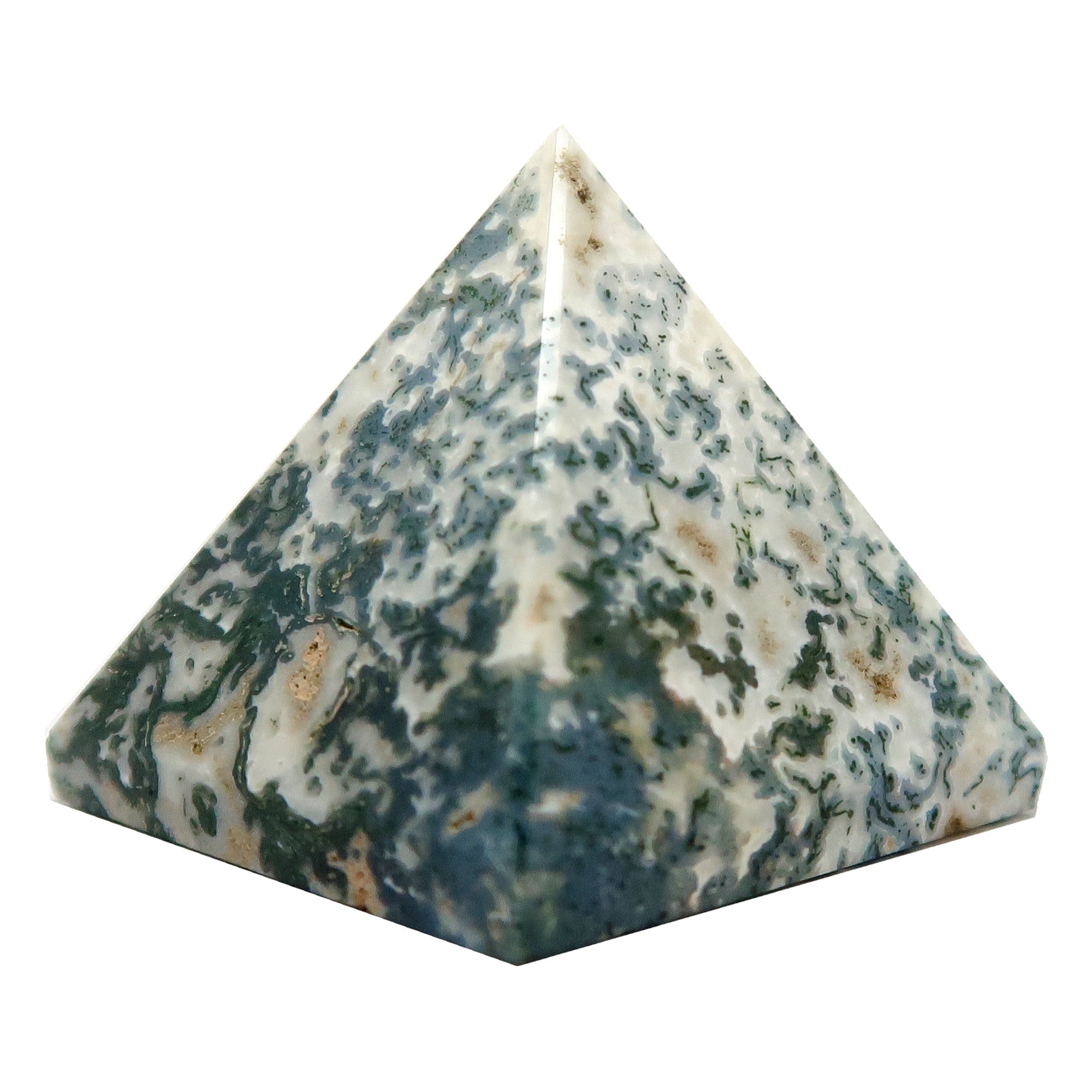 Tree Agate Pyramid Holy Green Vine to Sky Meditation Stone