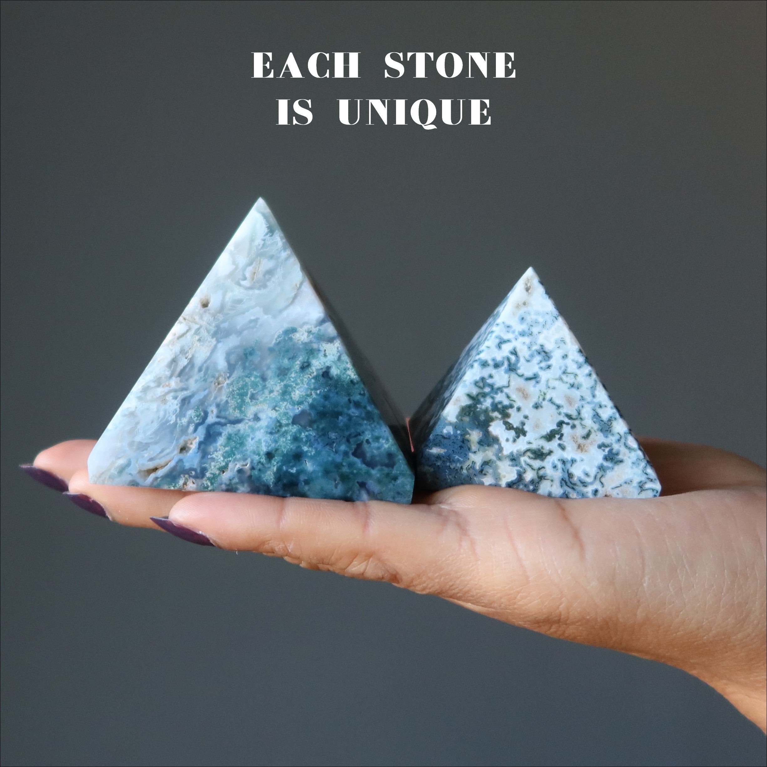 Tree Agate Pyramid Holy Green Vine to Sky Meditation Stone