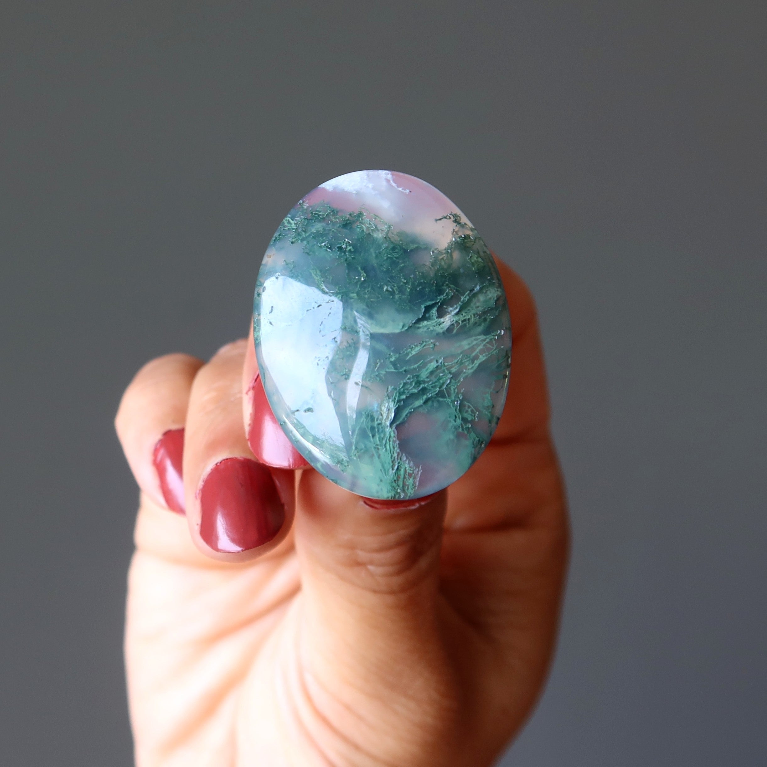 Moss Agate Ring Green Forest Finger Bronze Adjustable