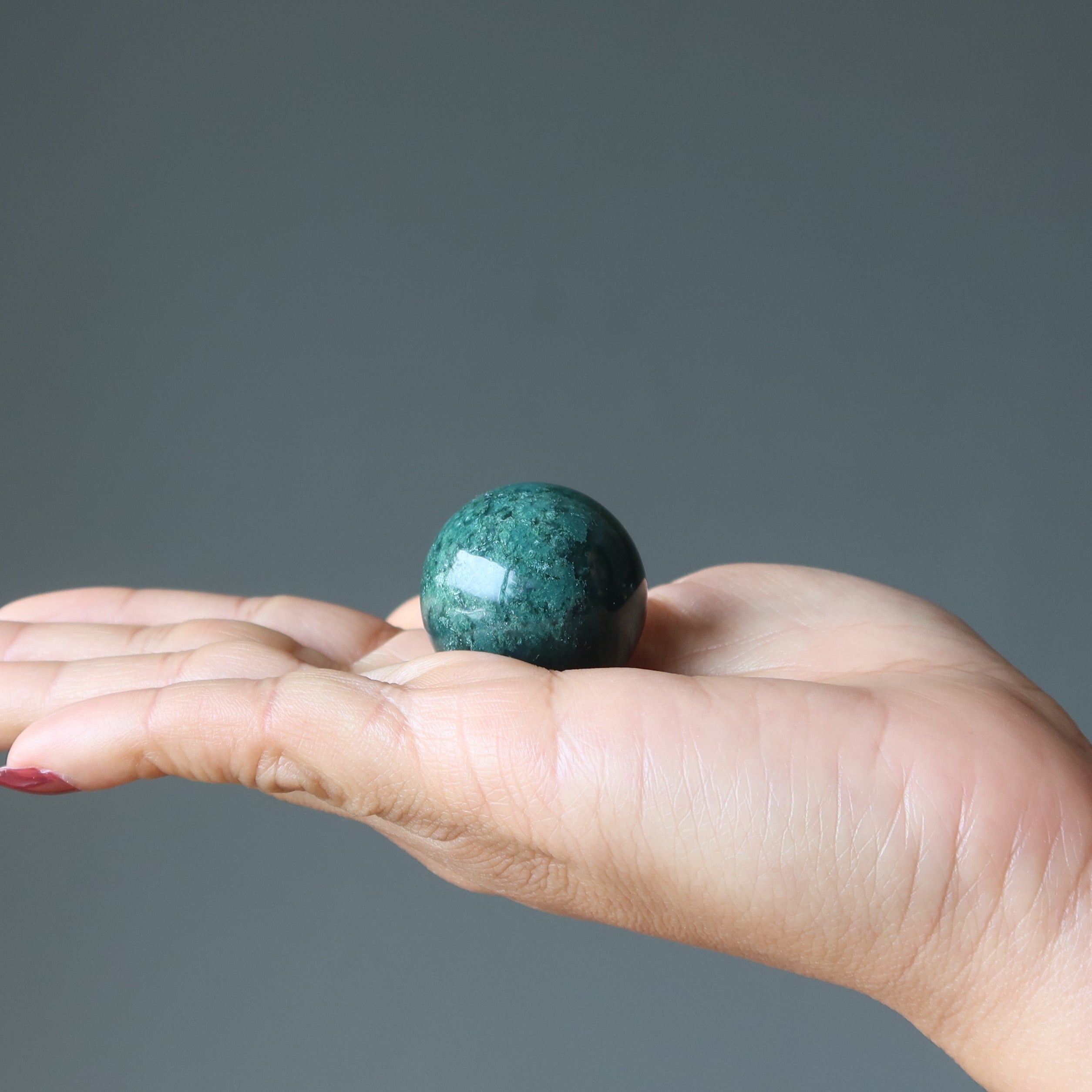 Sphère en Agate Mousse Pierre de Guérison Énergétique prospère