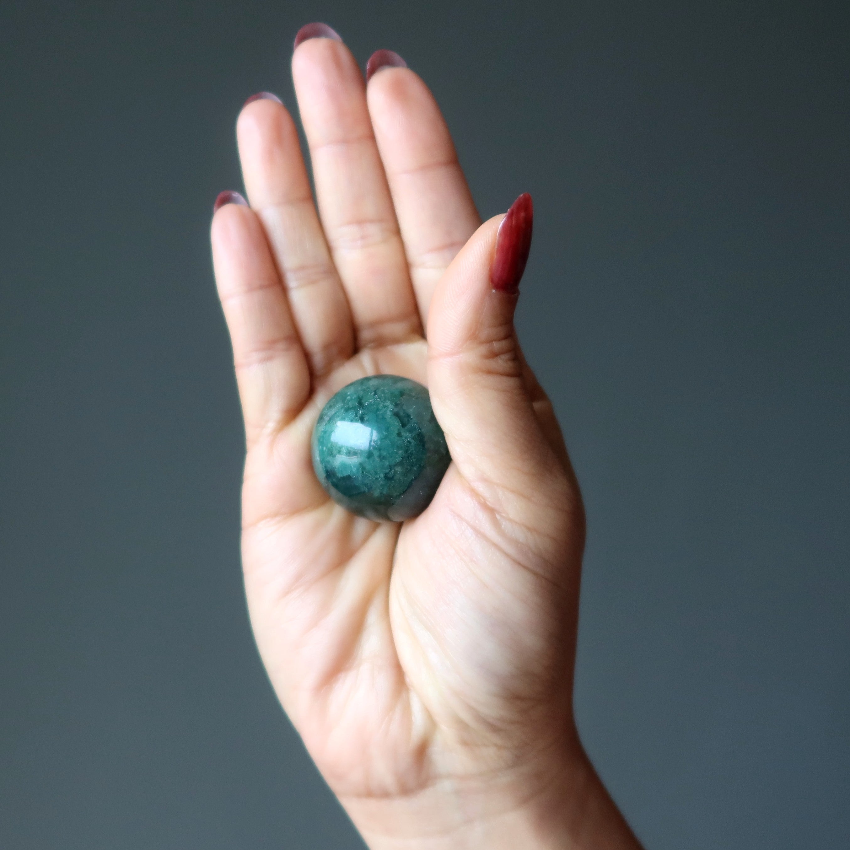 Sphère en Agate Mousse Pierre de Guérison Énergétique prospère
