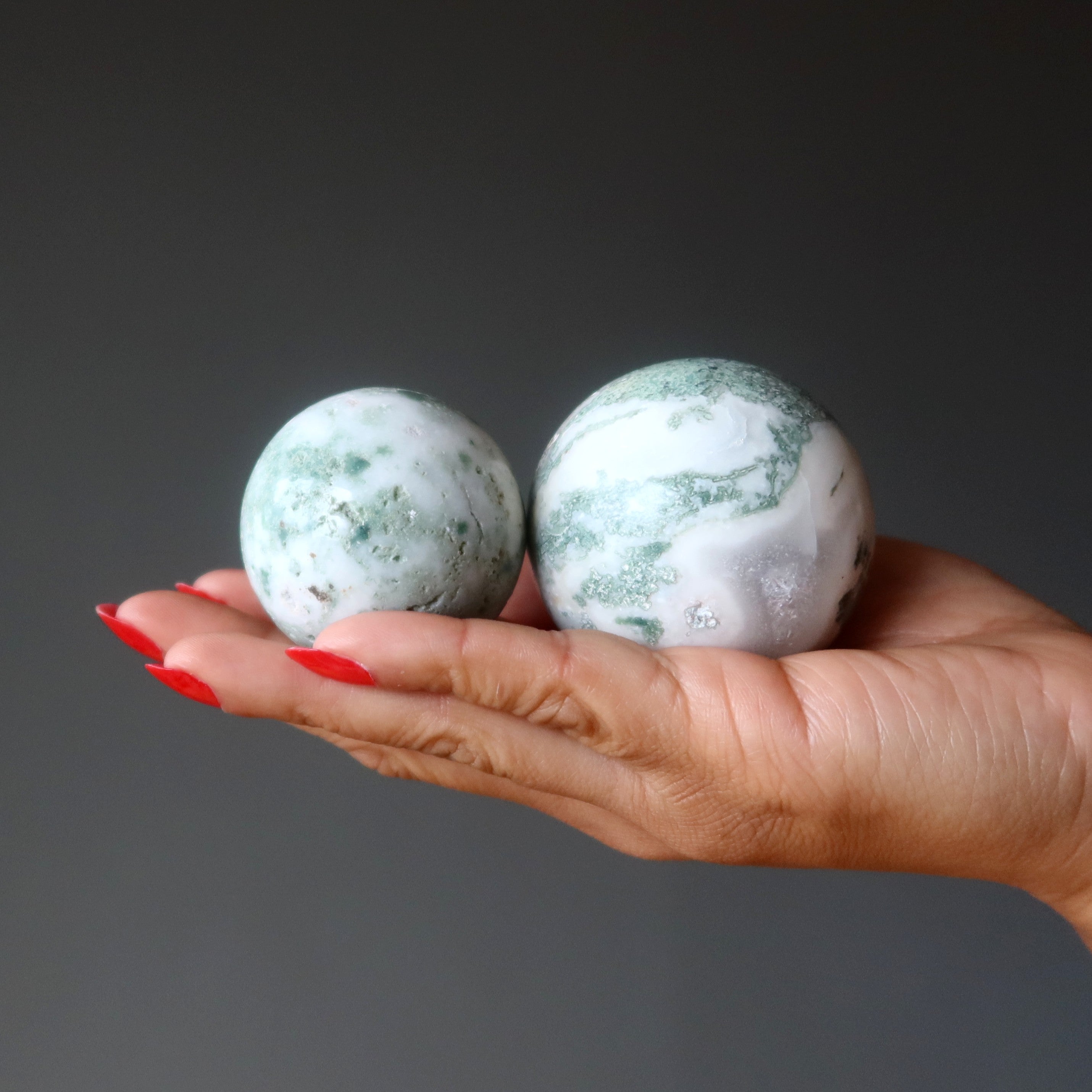Tree Agate Sphere Touch of Moss Nature Grounding Crystal Ball