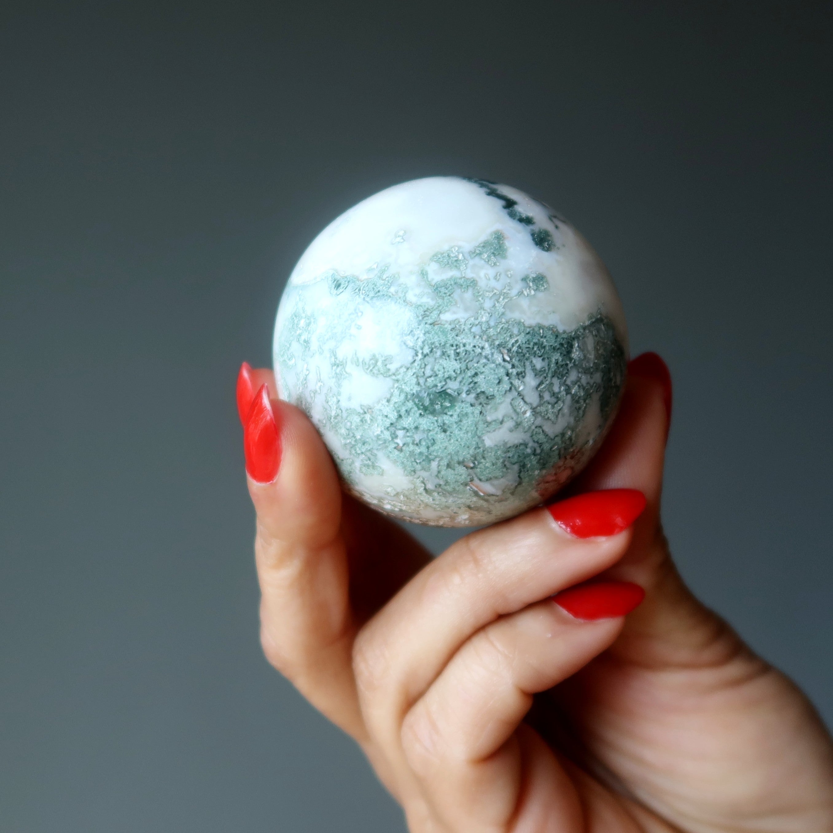 Tree Agate Sphere Touch of Moss Nature Grounding Crystal Ball