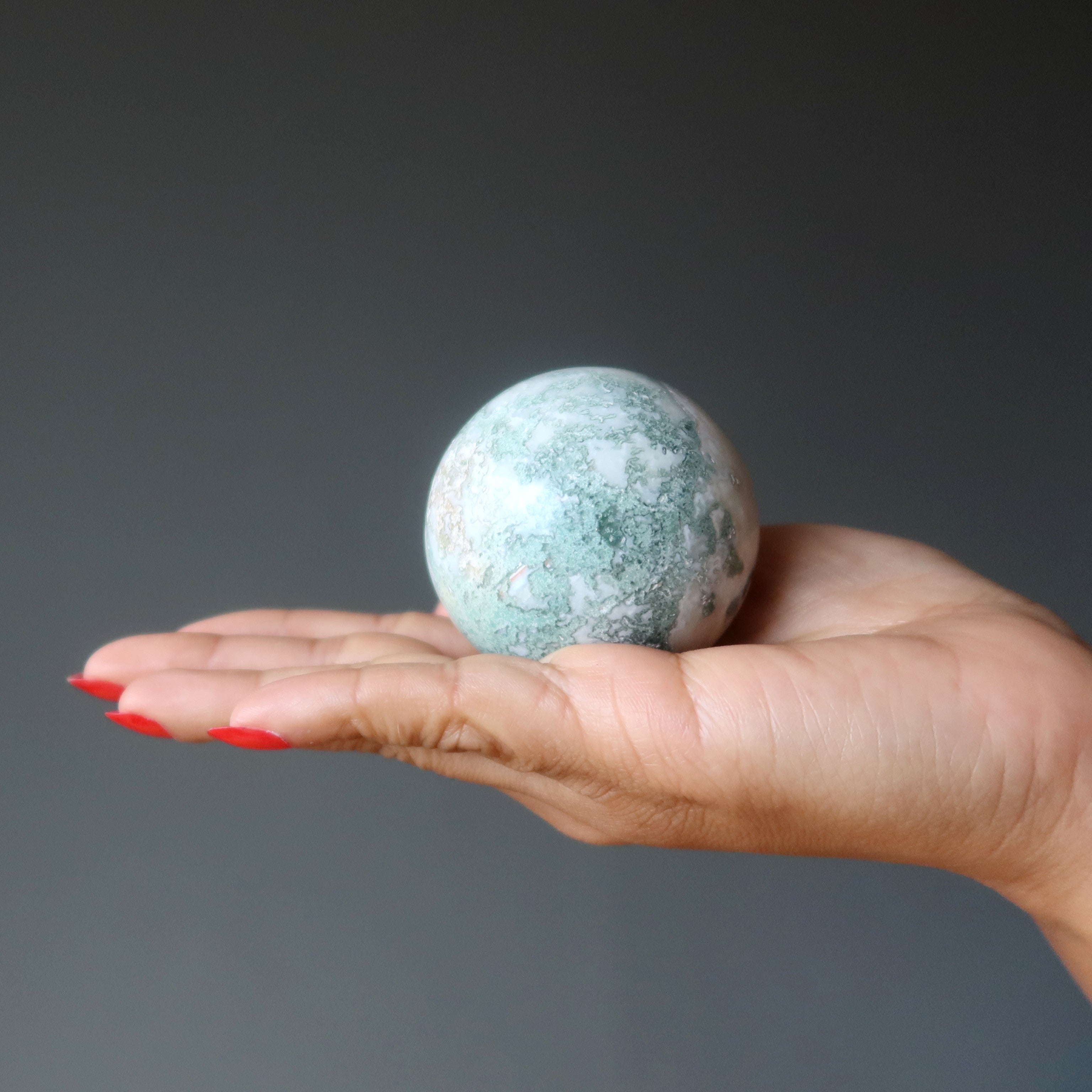 Tree Agate Sphere Touch of Moss Nature Grounding Crystal Ball