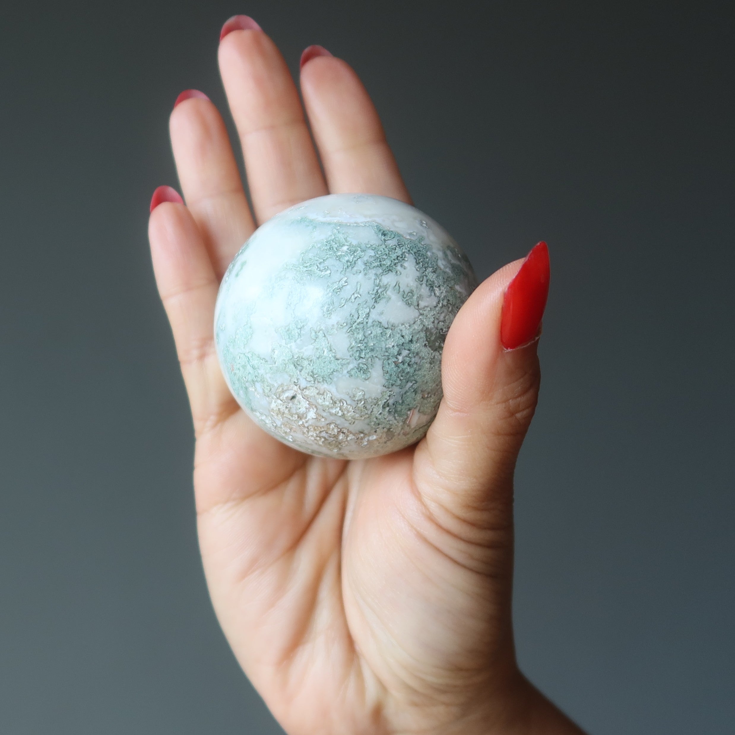 Tree Agate Sphere Touch of Moss Nature Grounding Crystal Ball