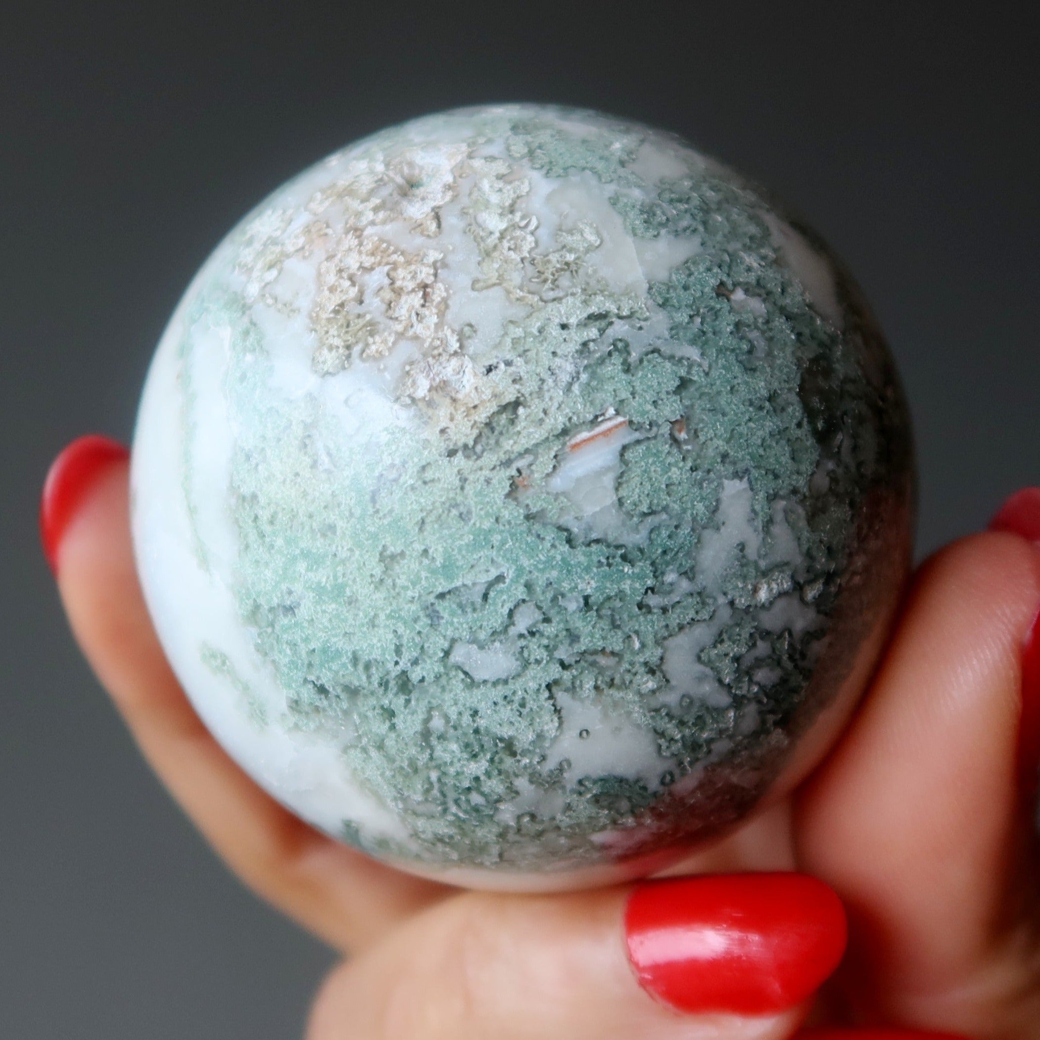 Tree Agate Sphere Touch of Moss Nature Grounding Crystal Ball