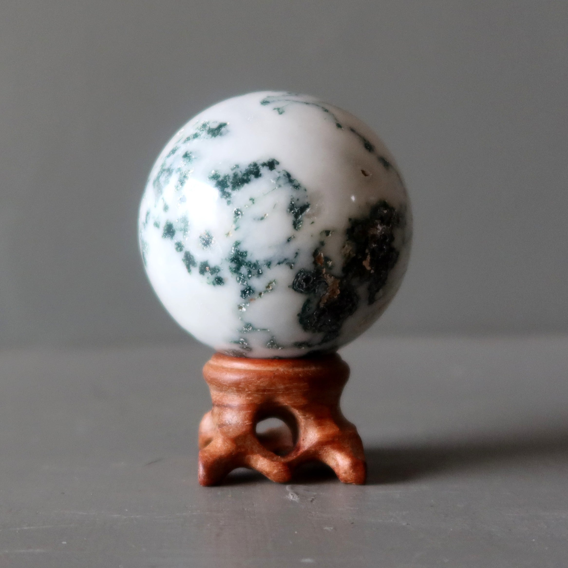 Tree Agate Sphere Touch of Moss Nature Grounding Crystal Ball