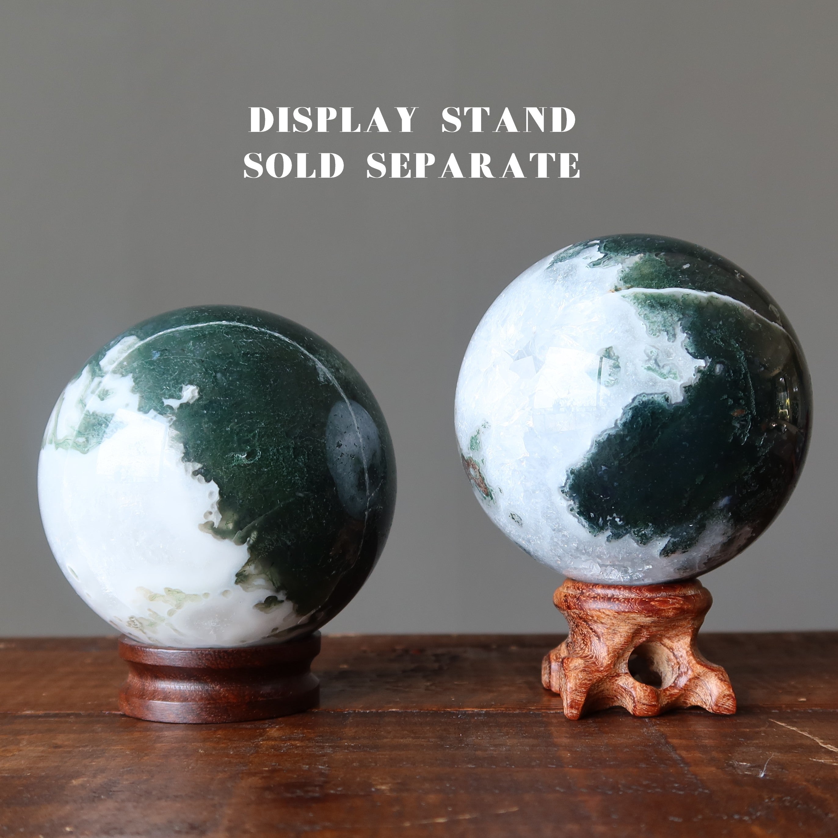 Moss Agate Sphere Flourishing Green White Crystal Ball