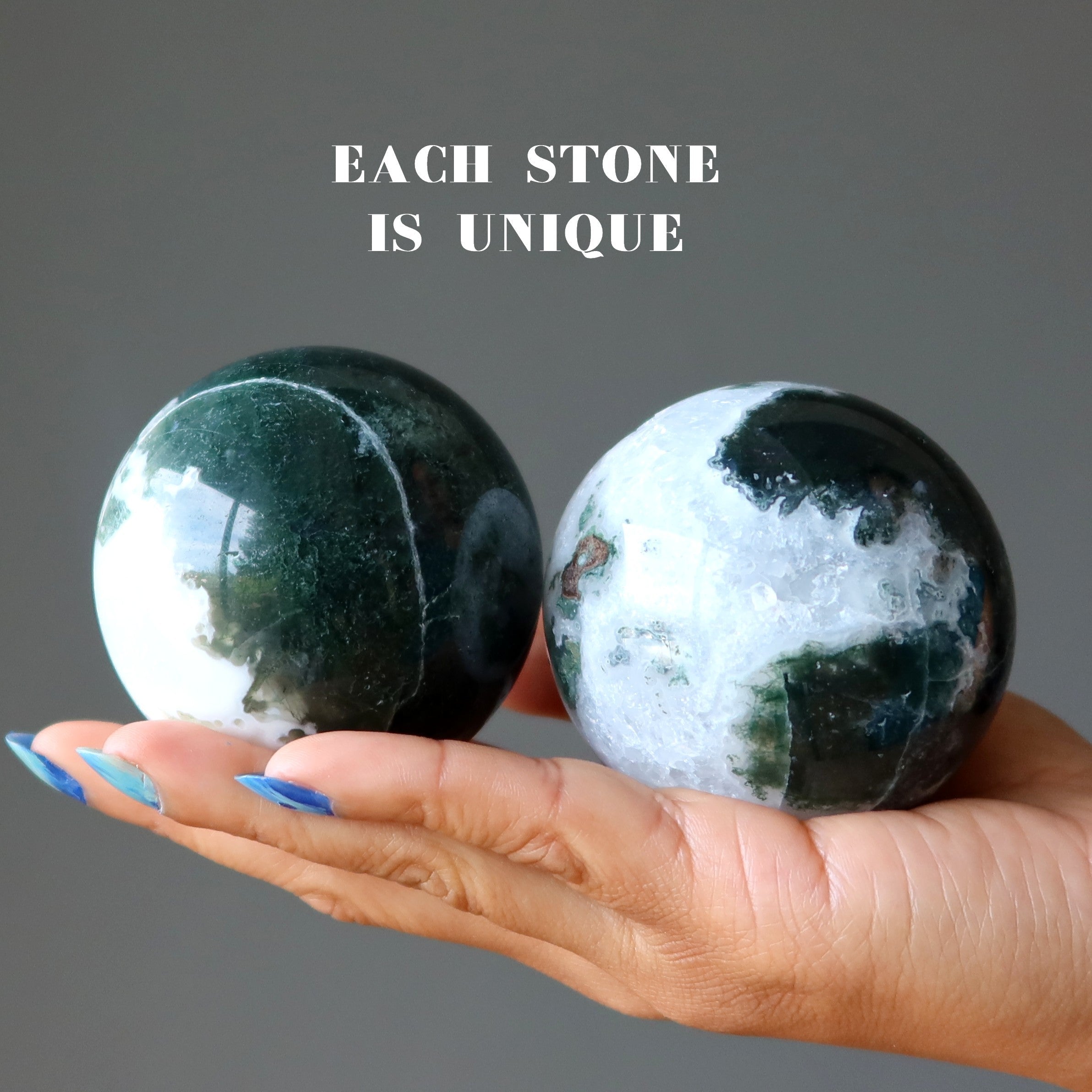 Moss Agate Sphere Flourishing Green White Crystal Ball