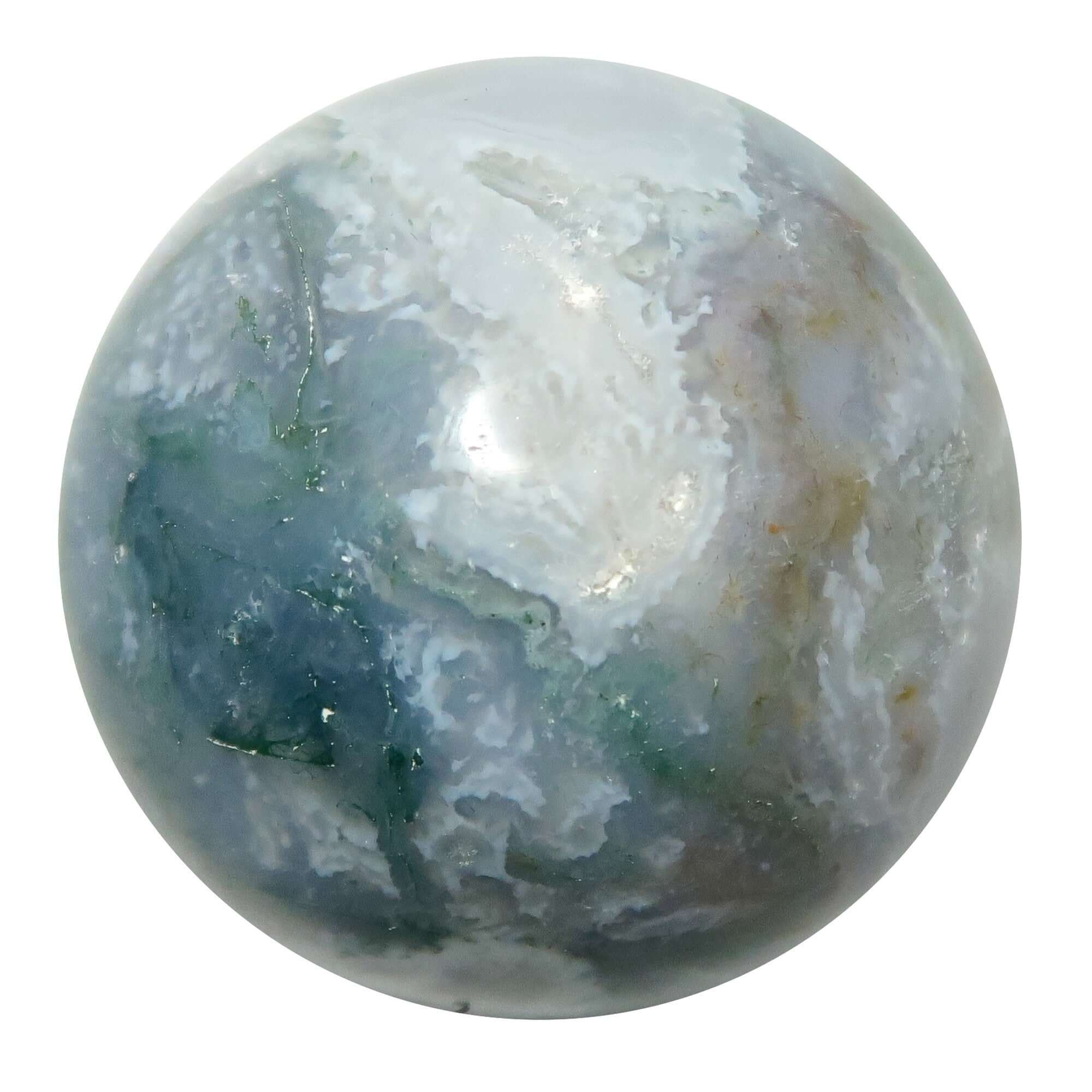 Sphère d'agate mousse, boule de cristal orbe vert clair