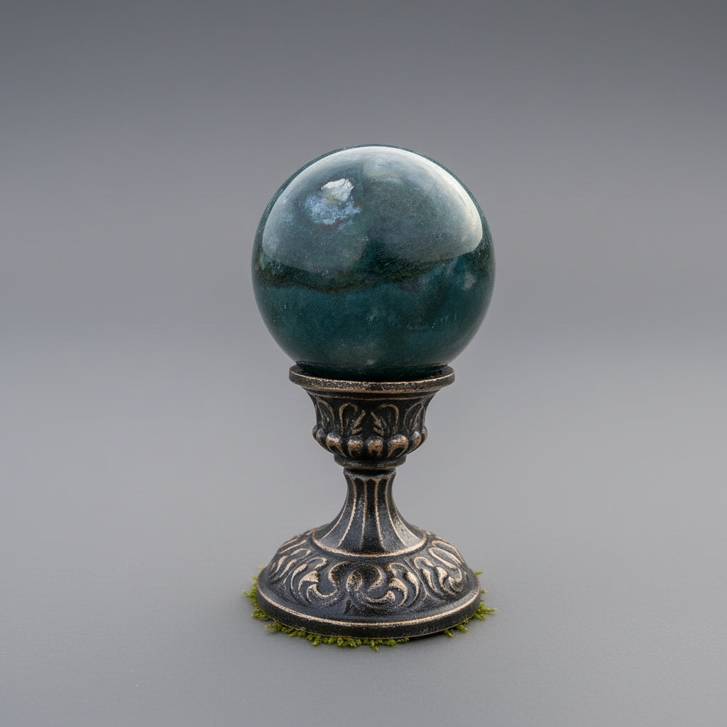 Sphère en Agate Mousse Pierre de Guérison Énergétique prospère