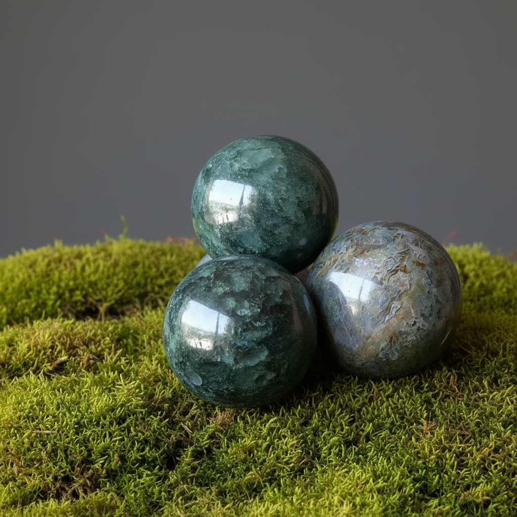 Sphère en Agate Mousse Pierre de Guérison Énergétique prospère