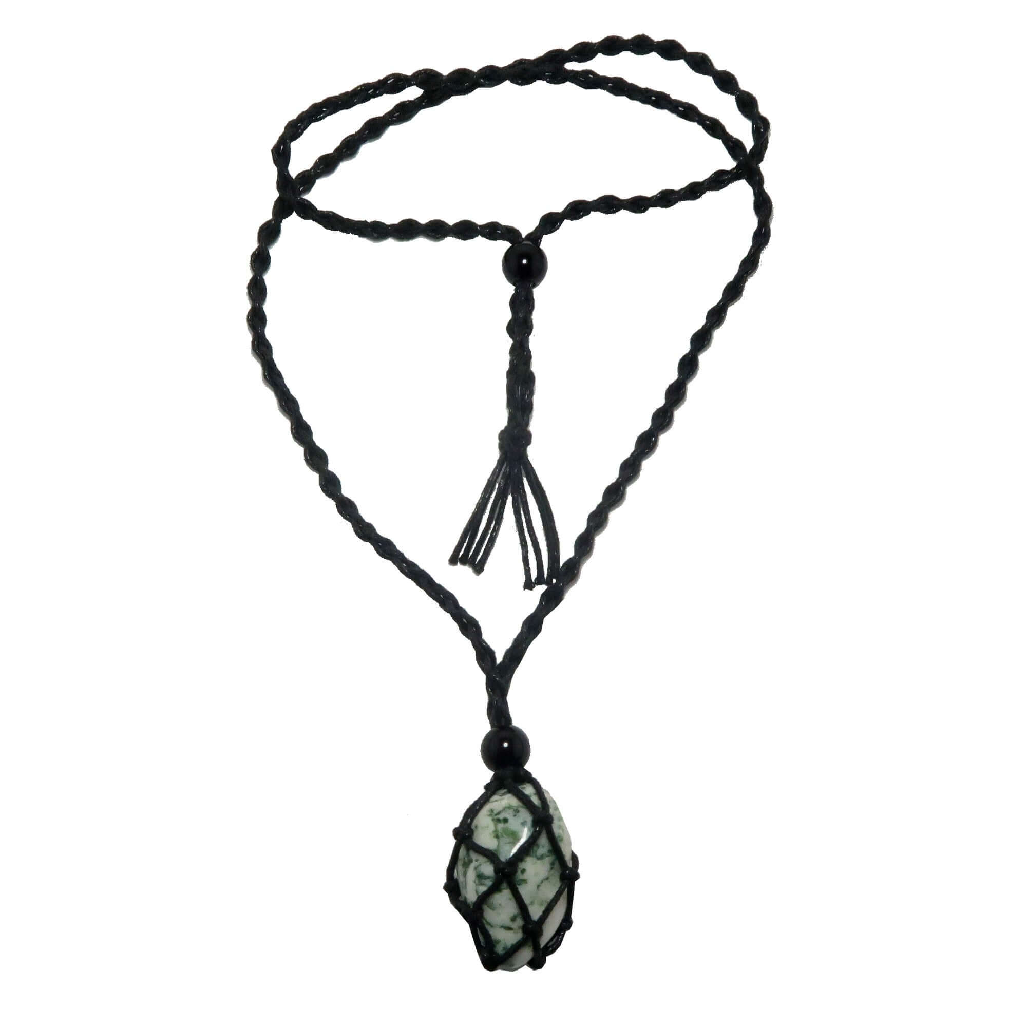 Tree Agate Necklace My Neck of Green Woods Macrame