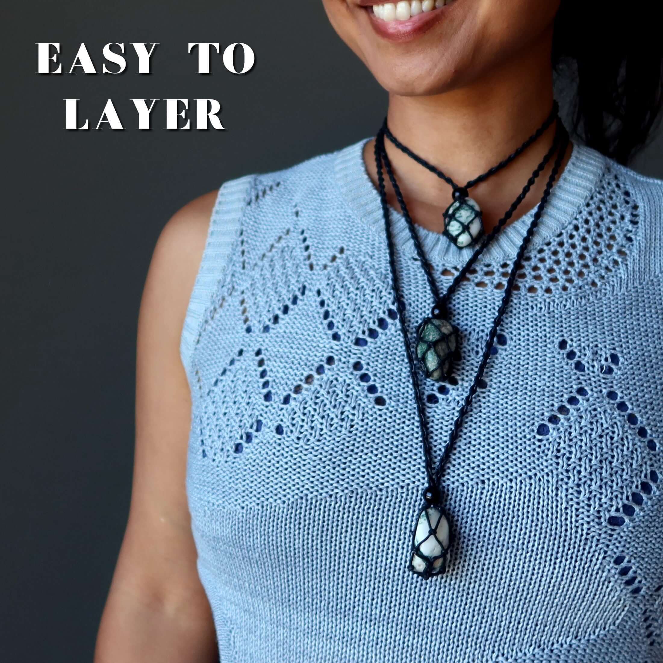 Tree Agate Necklace My Neck of Green Woods Macrame