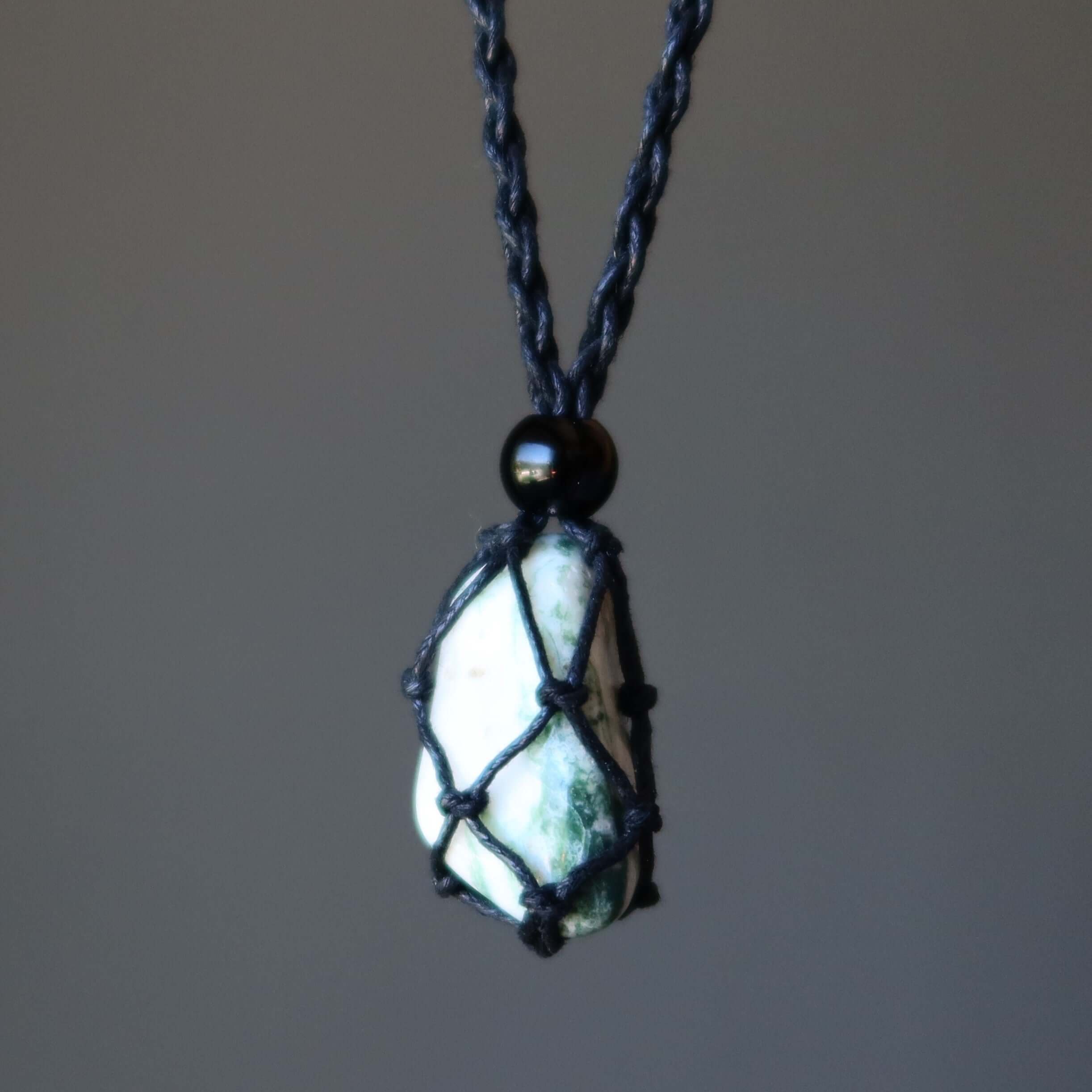 Tree Agate Necklace My Neck of Green Woods Macrame