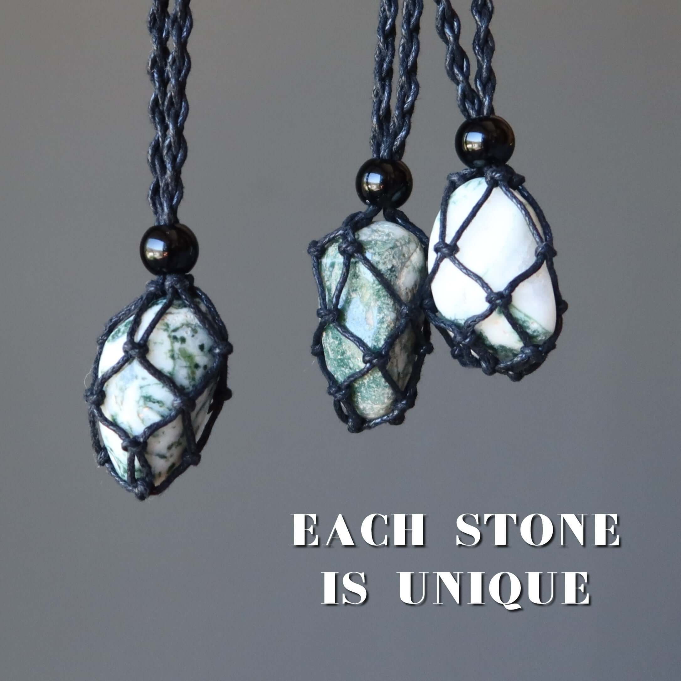Tree Agate Necklace My Neck of Green Woods Macrame
