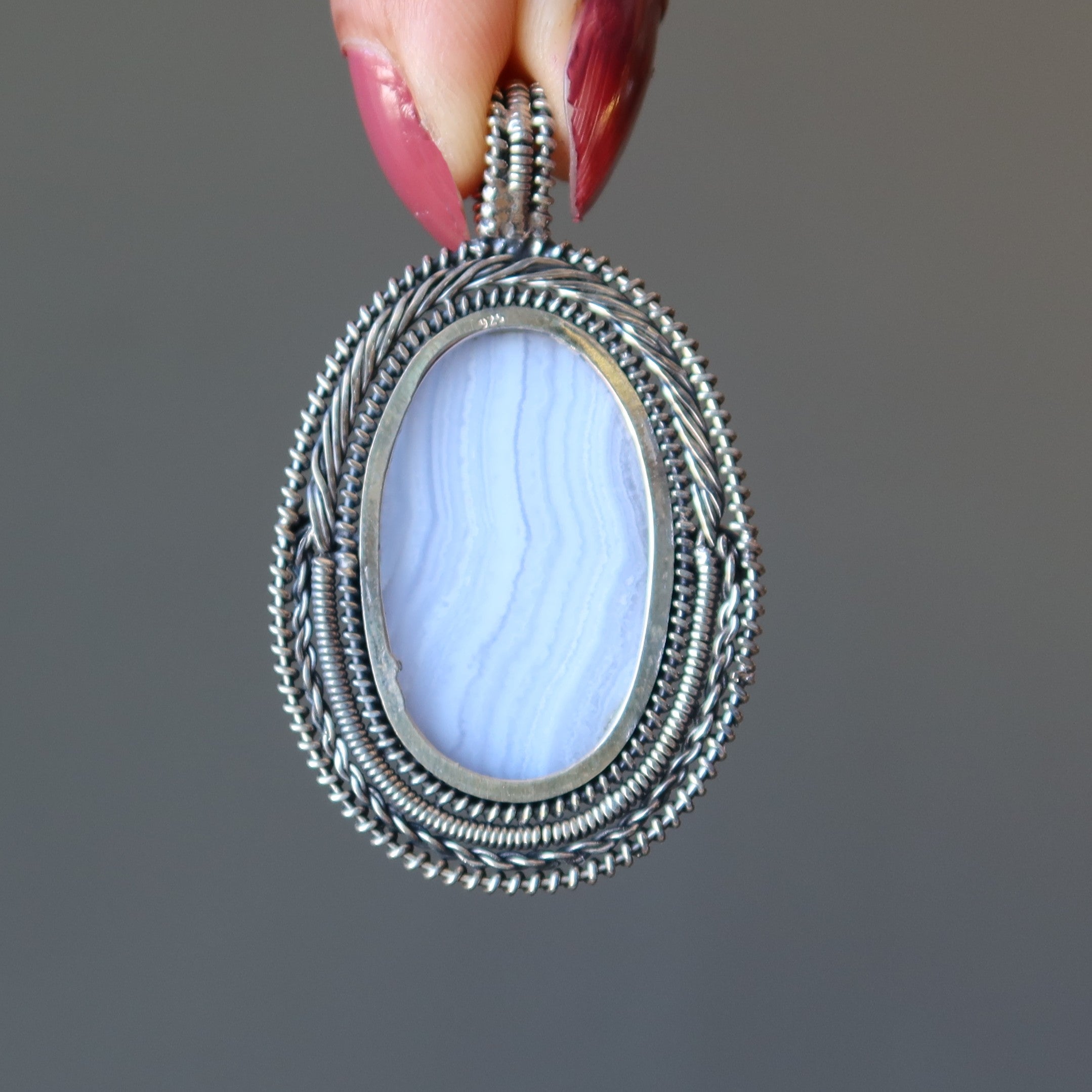 Blue Lace Agate Pendant Grace Sterling Silver